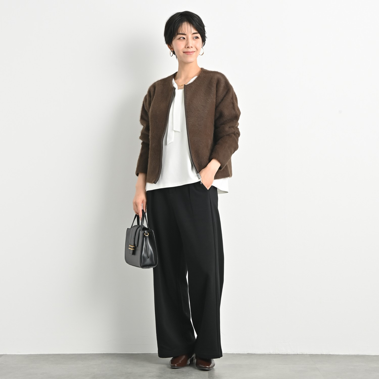 ゼラールスポーツ スーピマコットン混 裏起毛シャギー ワイドストレートパンツ