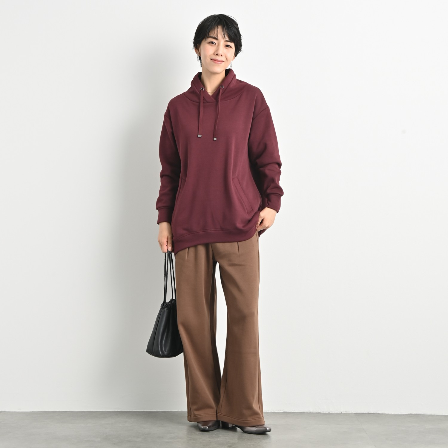 ゼラールスポーツ スーピマコットン混 裏起毛シャギー ワイドストレートパンツ