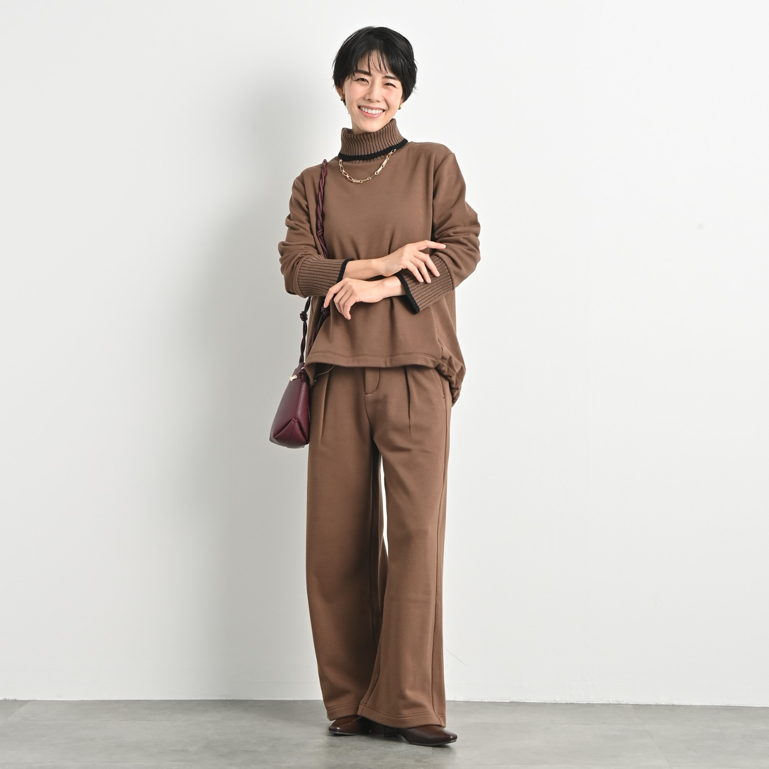 ゼラールスポーツ スーピマコットン混 裏起毛シャギー ワイドストレートパンツ