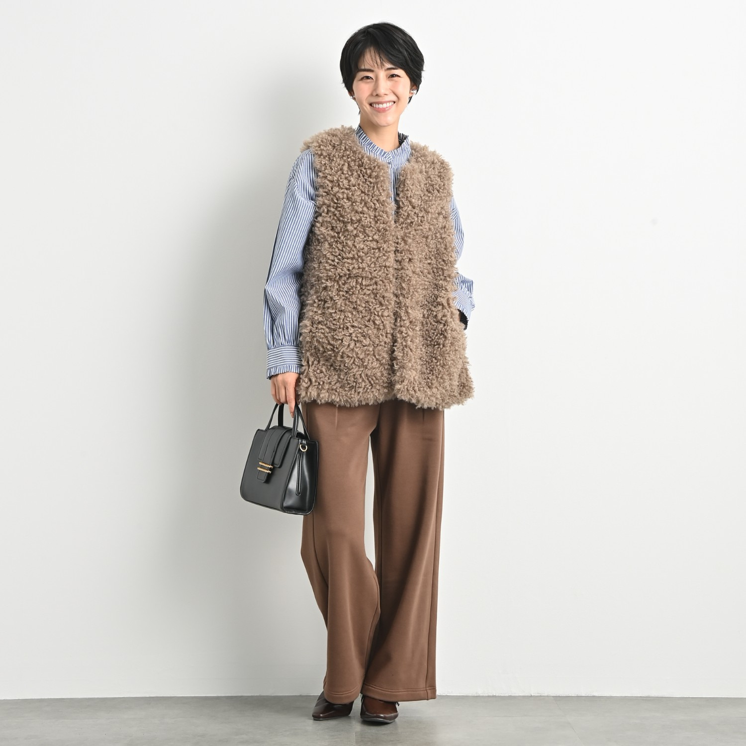 ゼラールスポーツ スーピマコットン混 裏起毛シャギー ワイドストレートパンツ