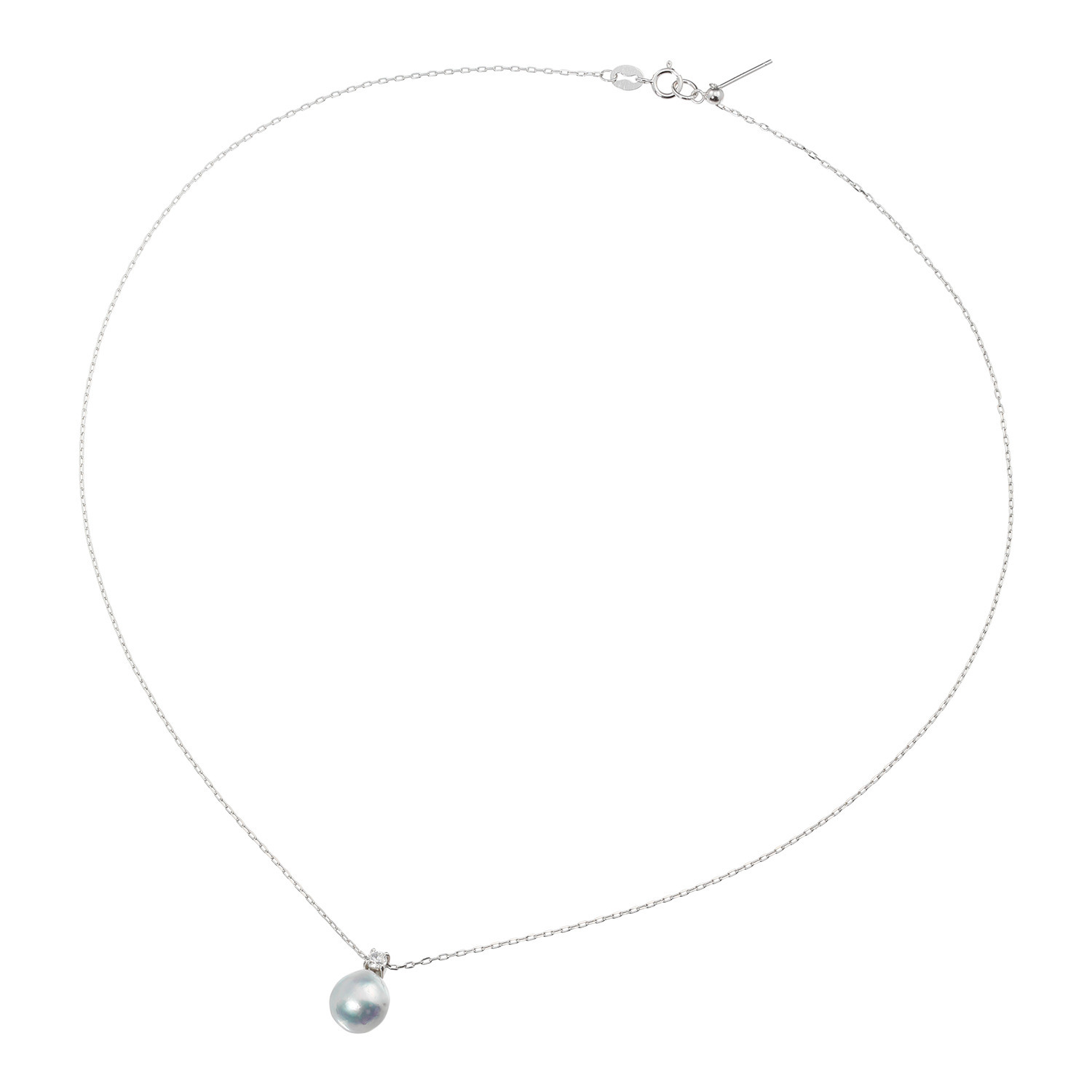 ブーレ シルバー 国産無調色 ナチュラルブルーグレー 大玉アコヤパール＆ＣＺ ペンダント