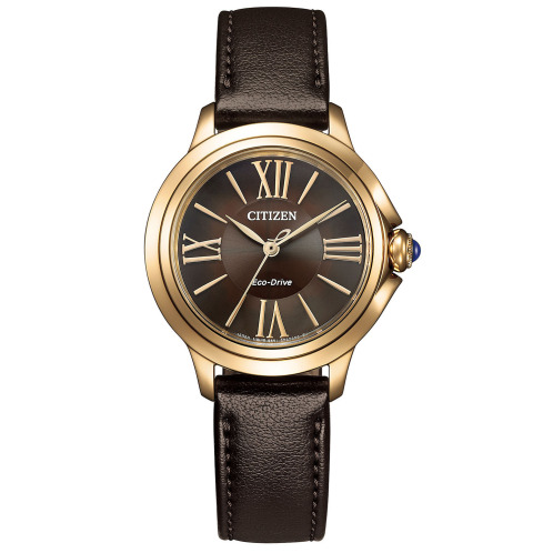 シチズン　エル　ラウンドフェイス　レザー調ベルト　ソーラーウォッチ　＜ゴールドカラー＞