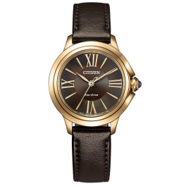 シチズン　エル ラウンドフェイス レザー調ベルト ソーラーウォッチ ＜ゴールドカラー＞