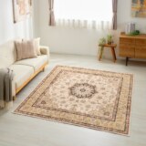 格調高い ペルシャンデザイン 手触りなめらか プルメイジュカーペット ＜１９０×１９０ｃｍ＞