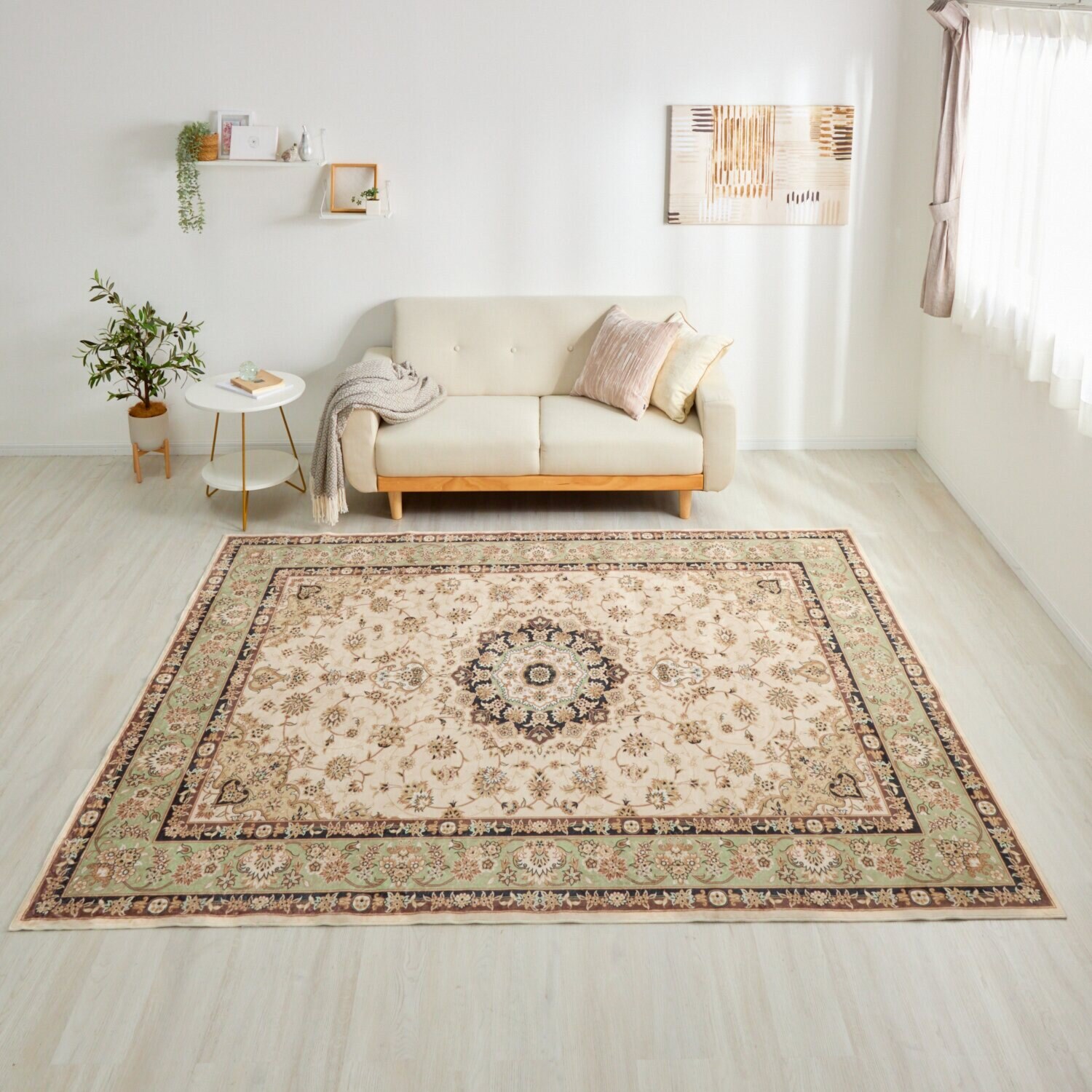 格調高い ペルシャンデザイン 手触りなめらか プルメイジュカーペット ＜２００×２５０ｃｍ＞