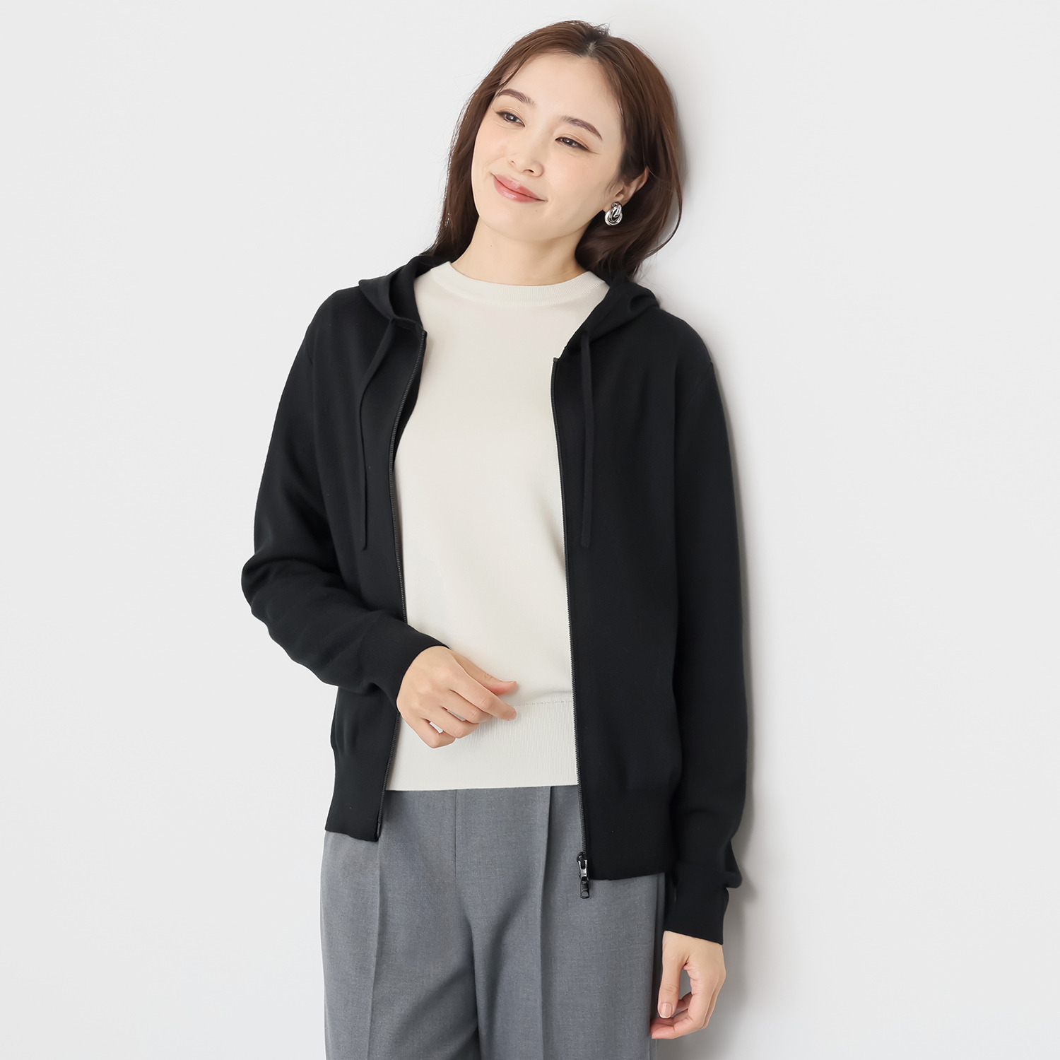 タルマス　ブランチ ウールシルク ダブルジャガード スエットパーカー