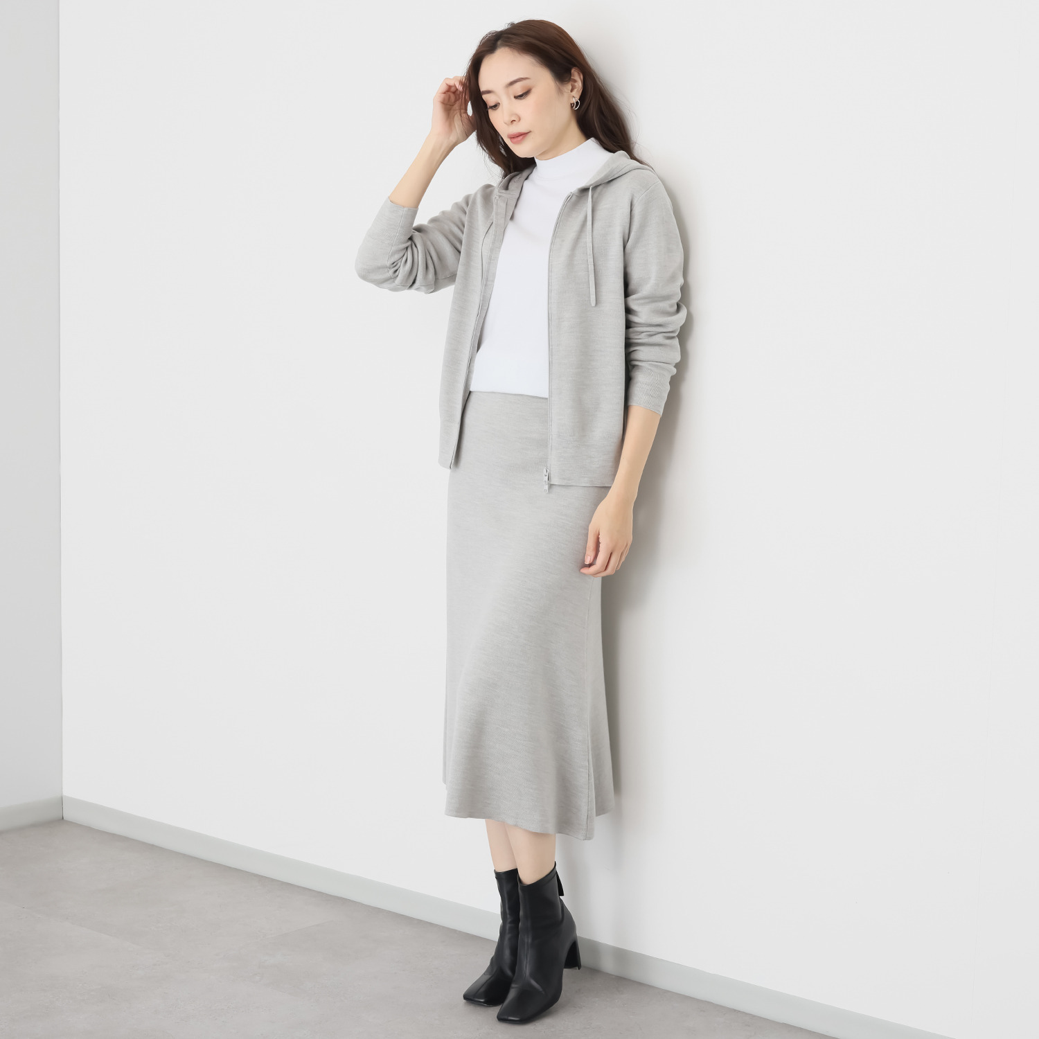 タルマス　ブランチ ウールシルク ダブルジャガード スエットパーカー