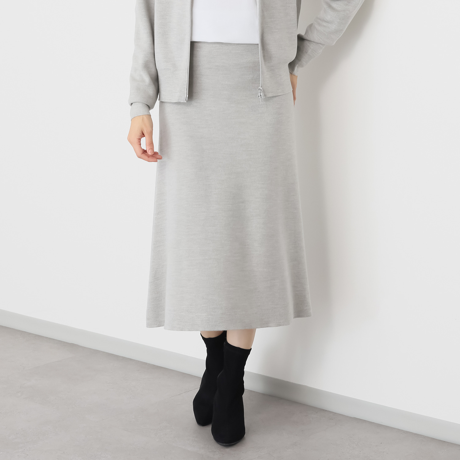 タルマス　ブランチ ウールシルク ダブルジャガード スエットスカート