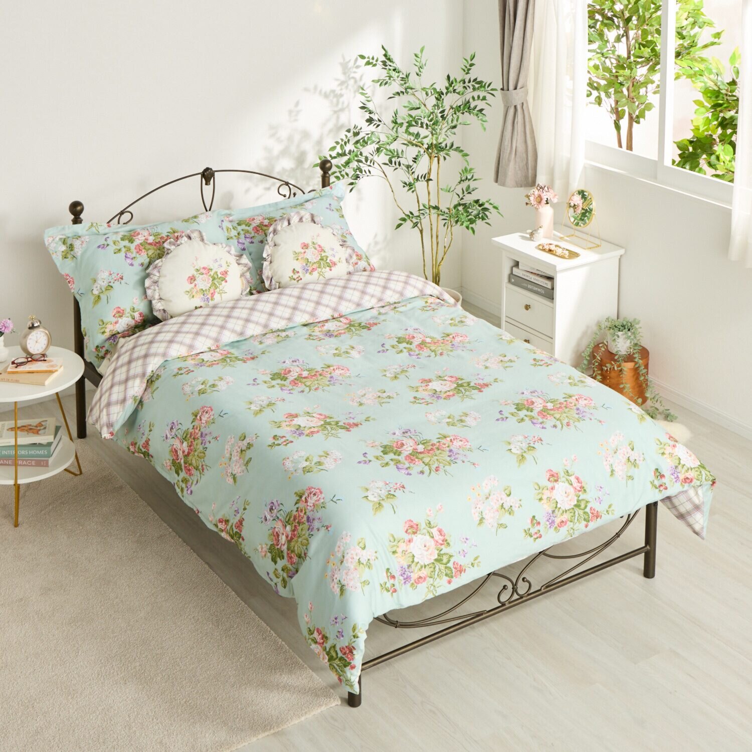 ローラアシュレイ ローズモア コットン１００％サテン 掛けふとんカバー ＜シングル＞