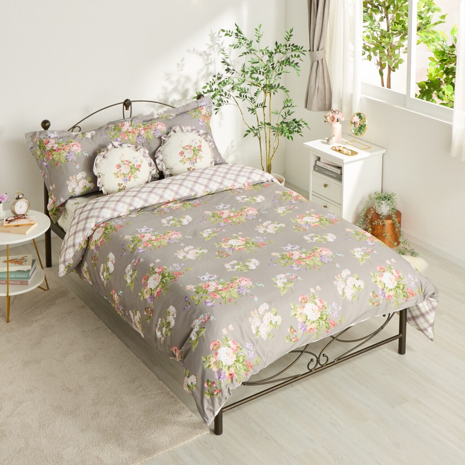 ローラアシュレイ ローズモア コットン１００％サテン 掛けふとんカバー ＜ダブル＞