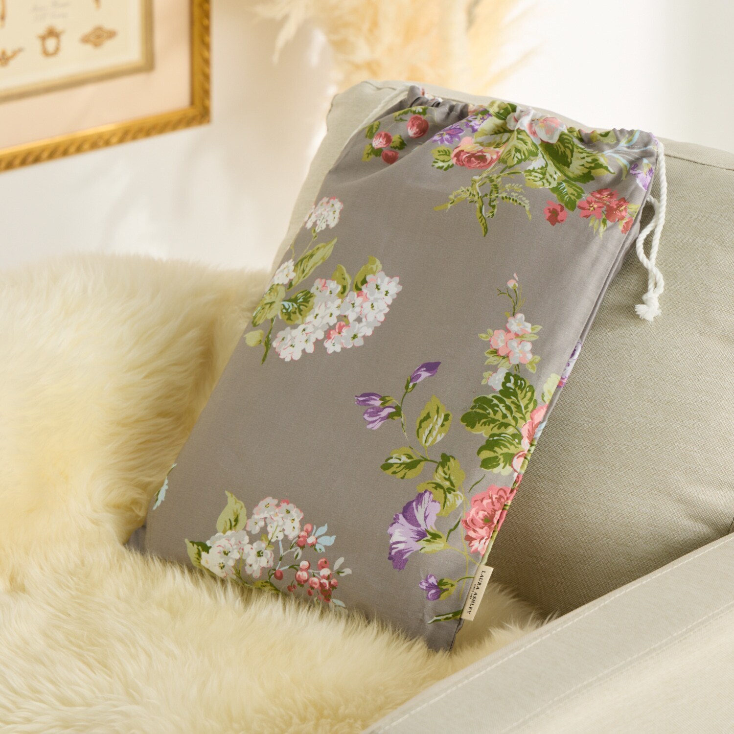 ローラアシュレイ ローズモア コットン１００％サテン 掛けふとんカバー ＜ダブル＞