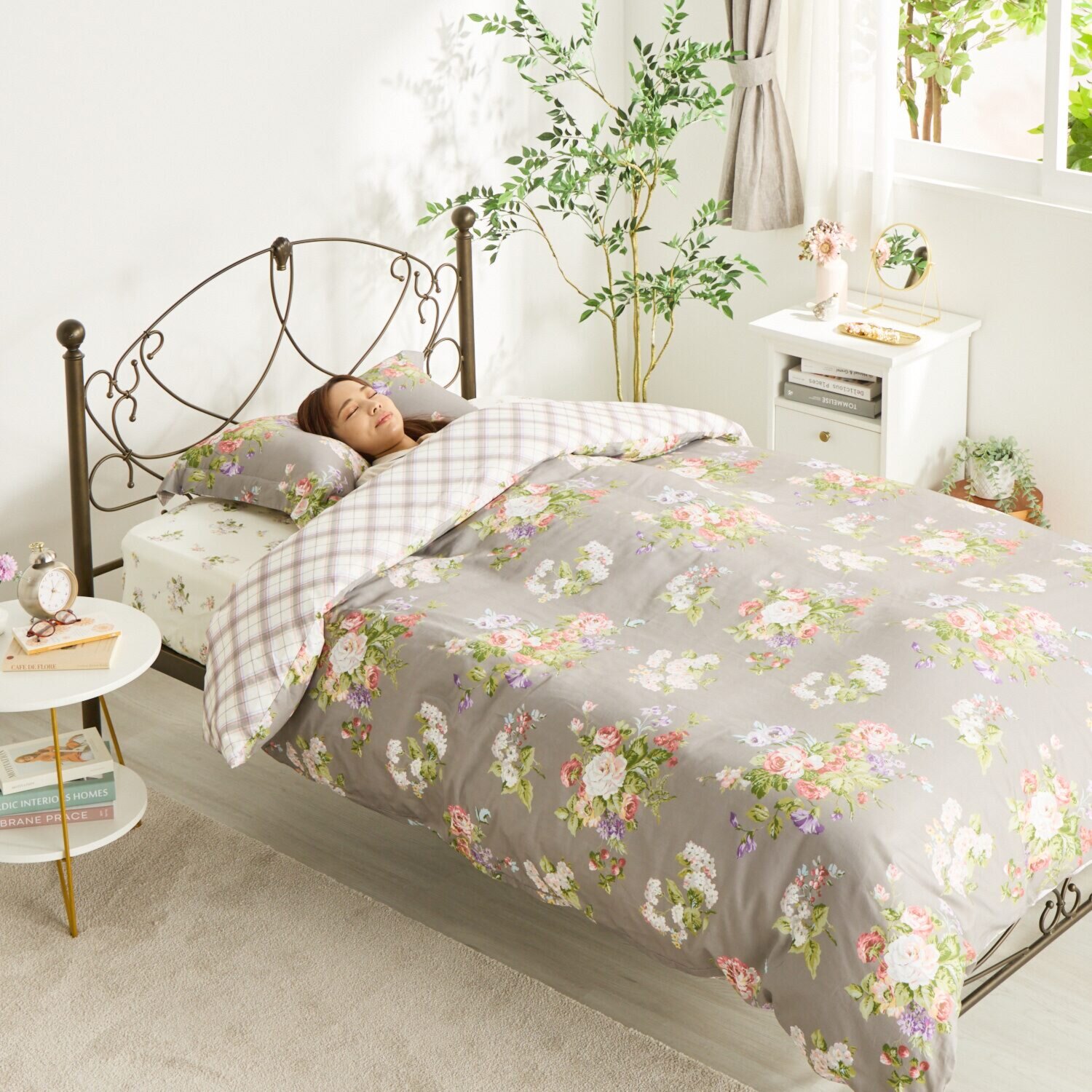 ローラアシュレイ ローズモア コットン１００％サテン 掛けふとんカバー ＜ダブル＞