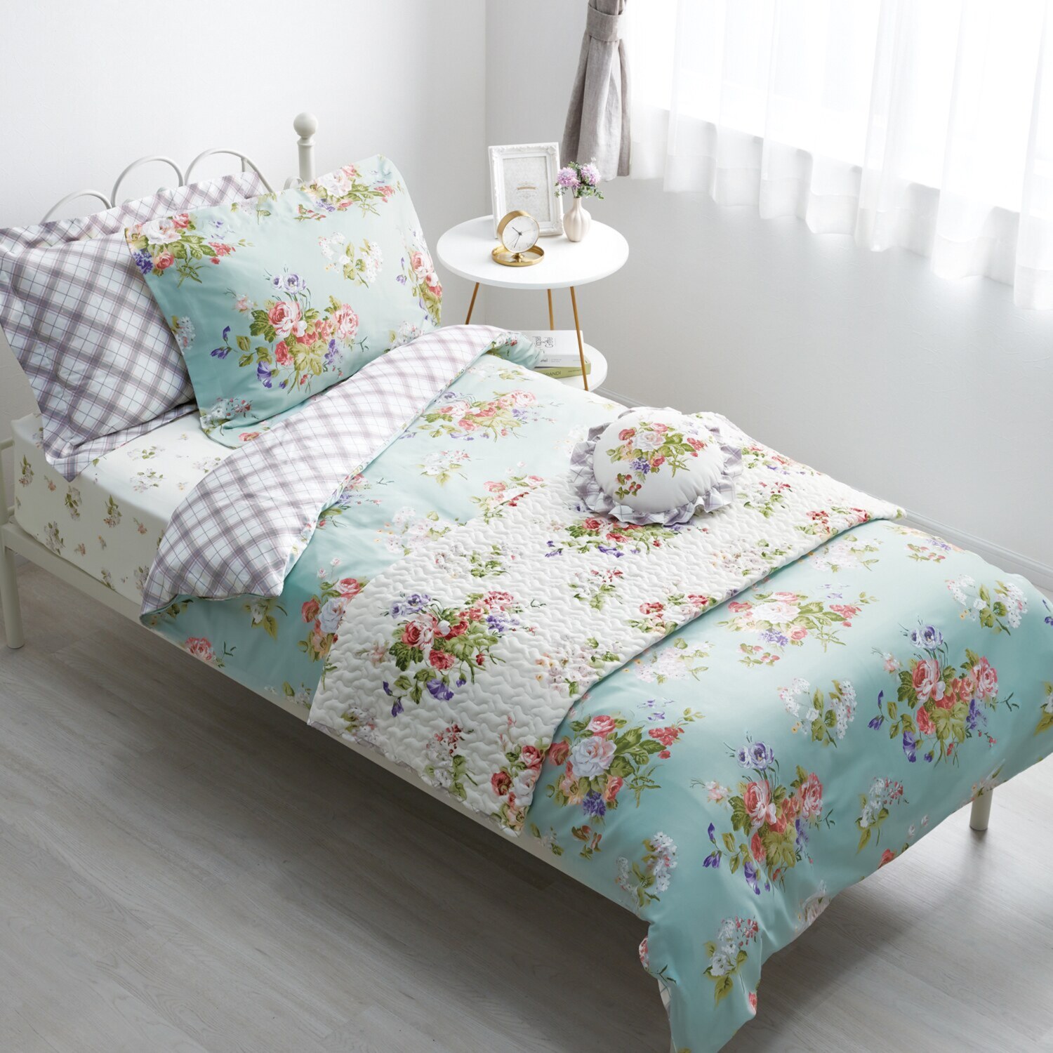 ローラアシュレイ ローズモア コットン１００％サテン 掛けふとんカバー ＜ダブル＞