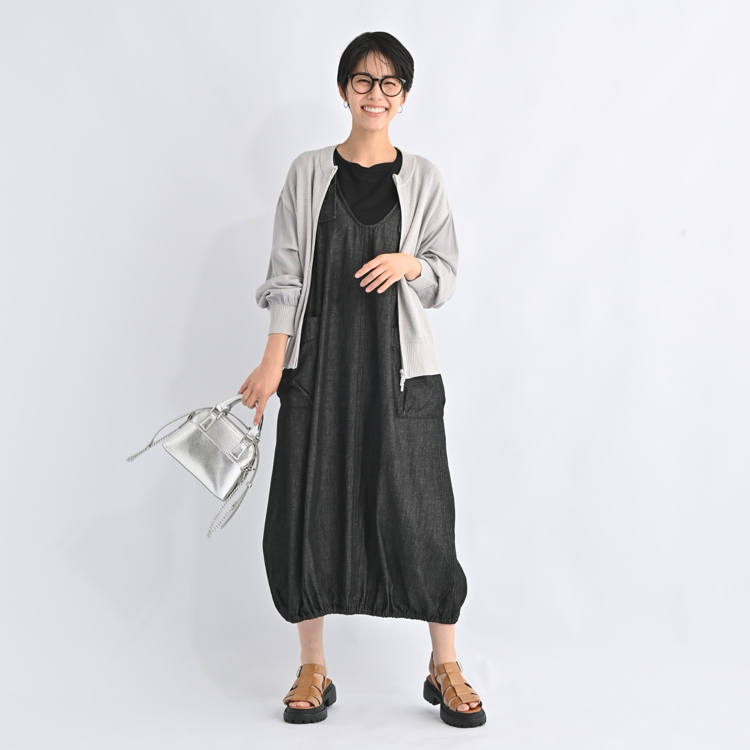 ゼラールスポーツ さっと羽織れておしゃれ！ リネン混タック編 布帛コンビブルゾン