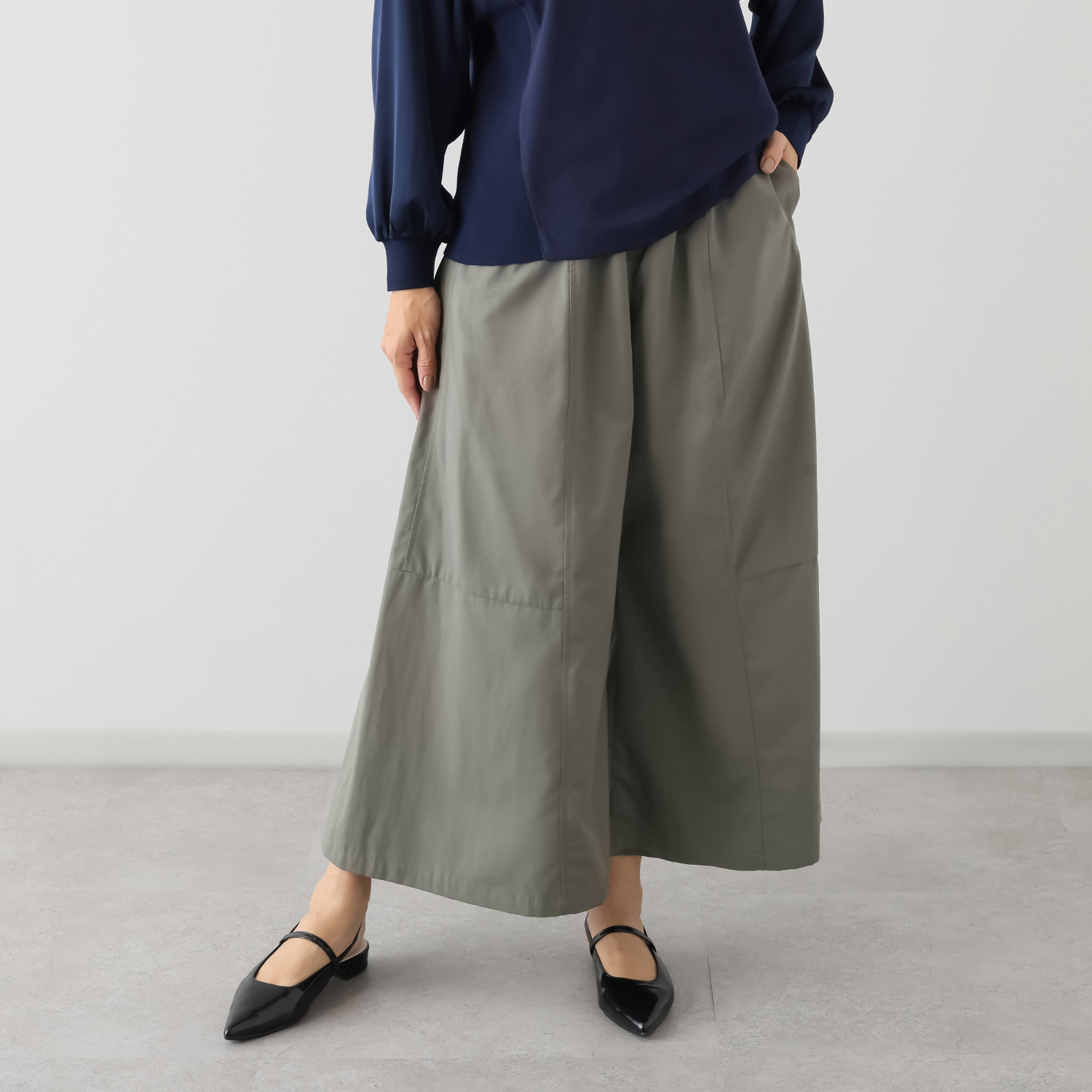 ゼラールスポーツ コットンツイル パネル切替 スカート風パンツ