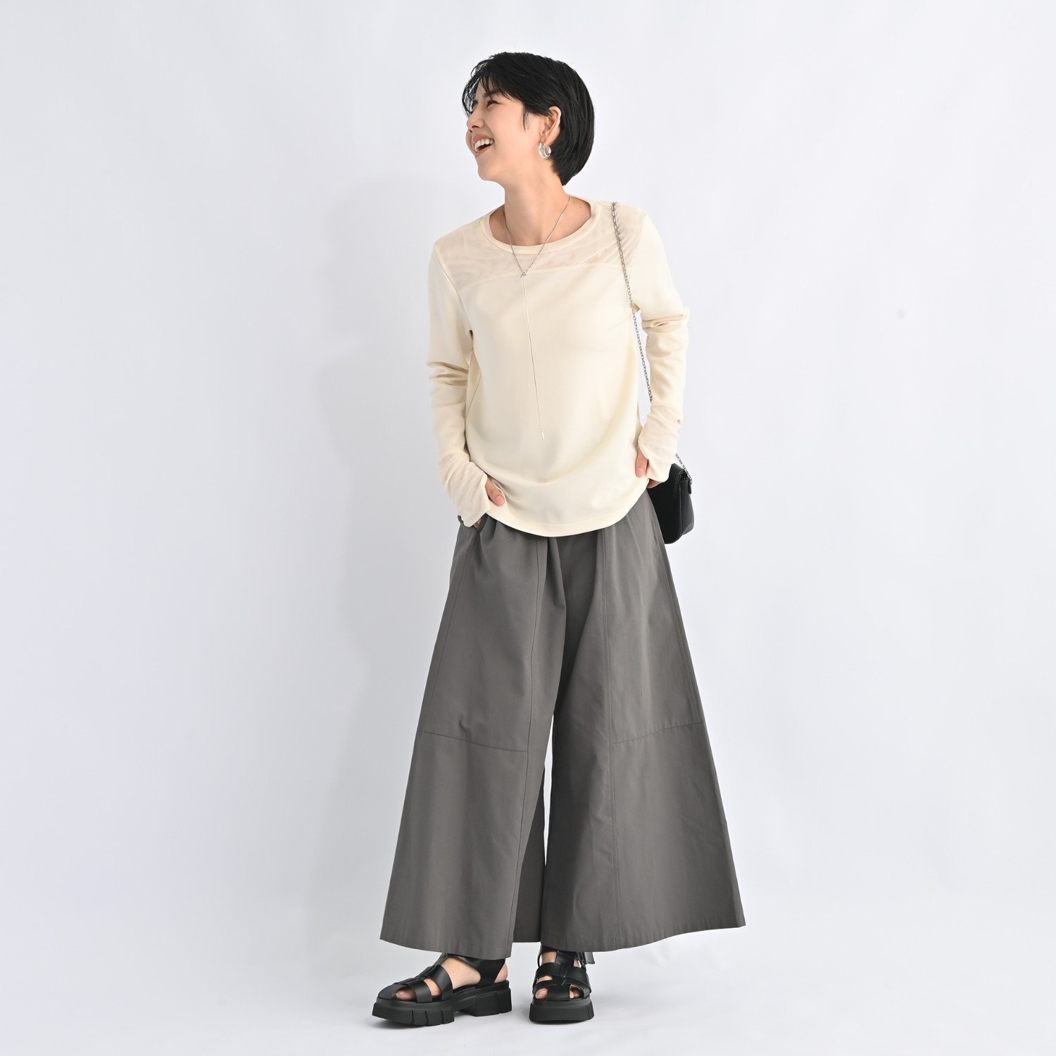 ゼラールスポーツ コットンツイル パネル切替 スカート風パンツ