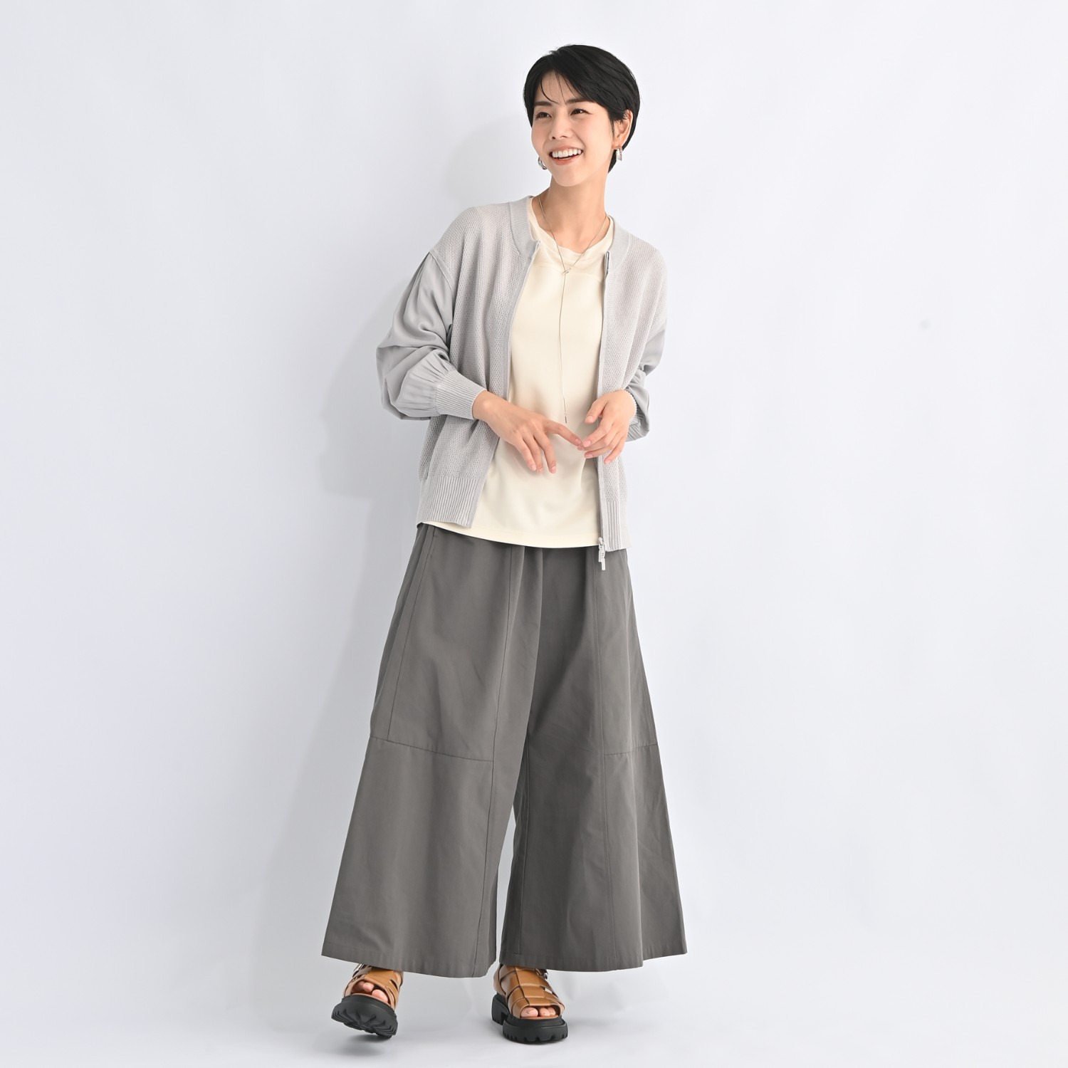 ゼラールスポーツ コットンツイル パネル切替 スカート風パンツ