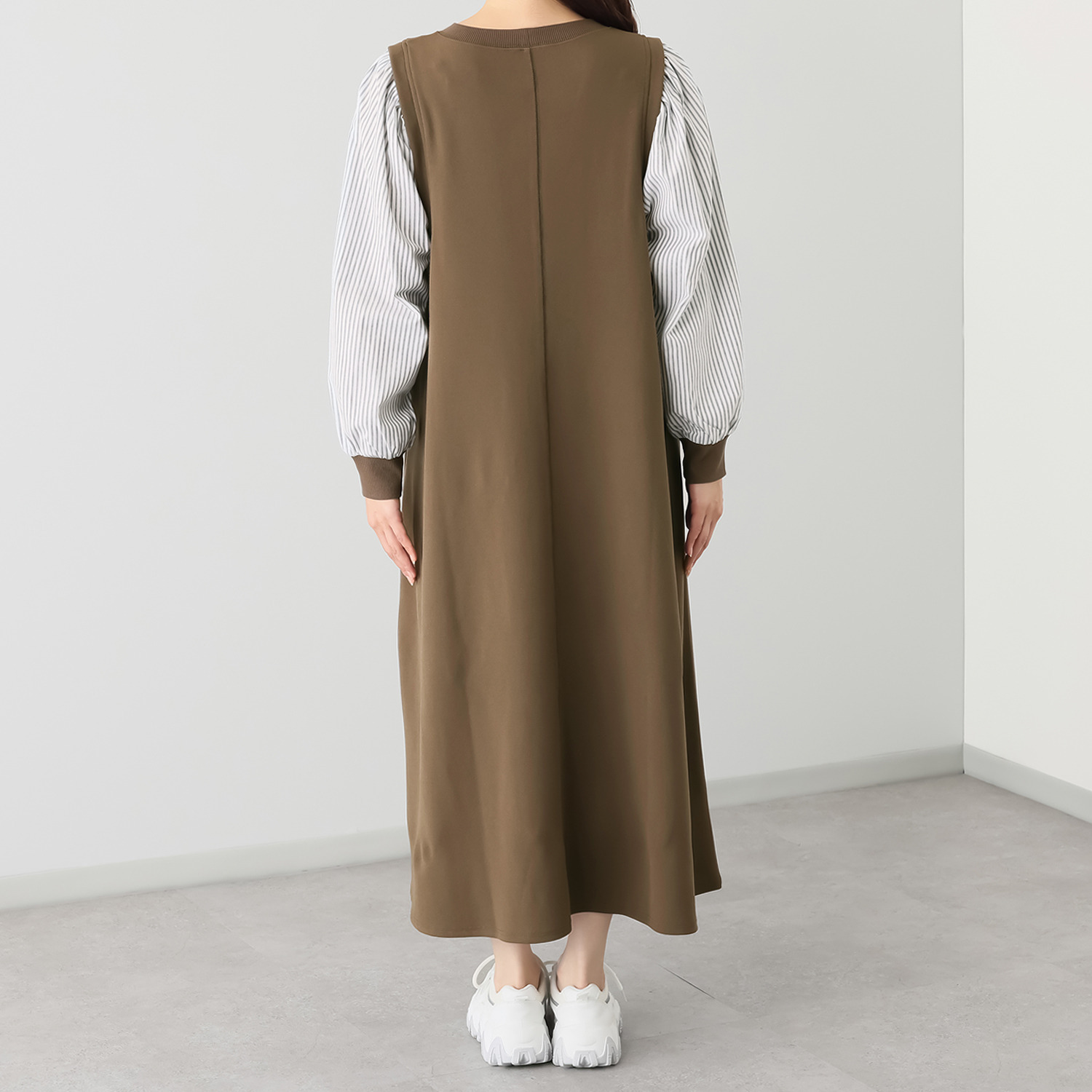 ゼラールスポーツ きれいめジャージー 異素材コンビ レイヤード風ワンピース