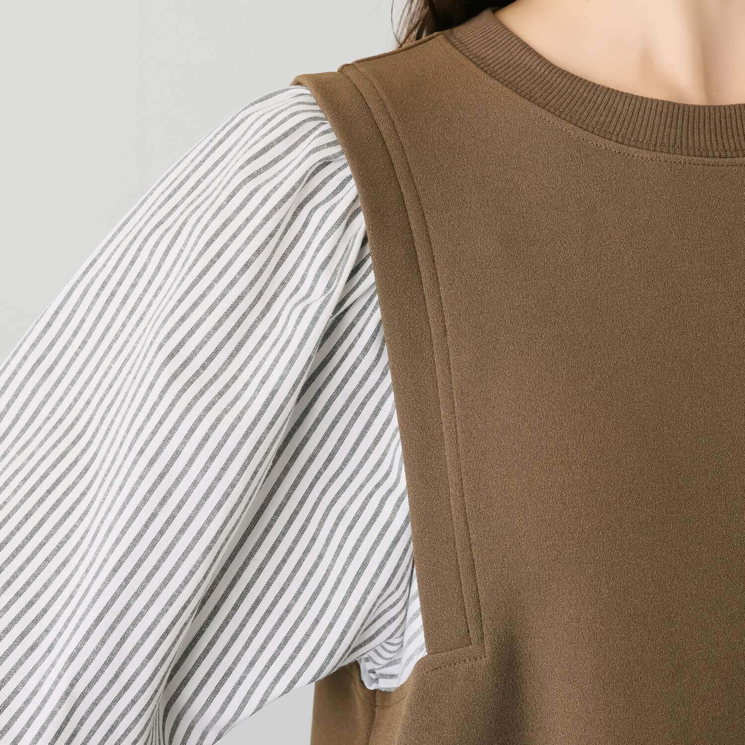 ゼラールスポーツ きれいめジャージー 異素材コンビ レイヤード風ワンピース