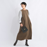 ゼラールスポーツ きれいめジャージー 異素材コンビ レイヤード風ワンピース