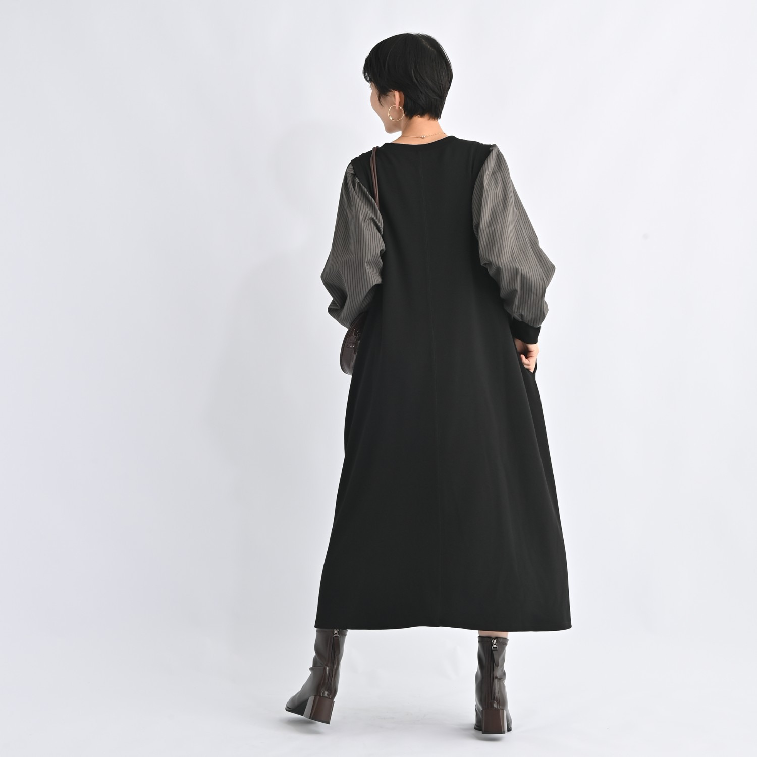 ゼラールスポーツ きれいめジャージー 異素材コンビ レイヤード風ワンピース