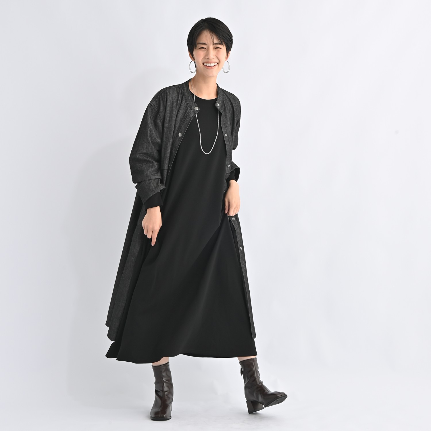 ゼラールスポーツ きれいめジャージー 異素材コンビ レイヤード風ワンピース