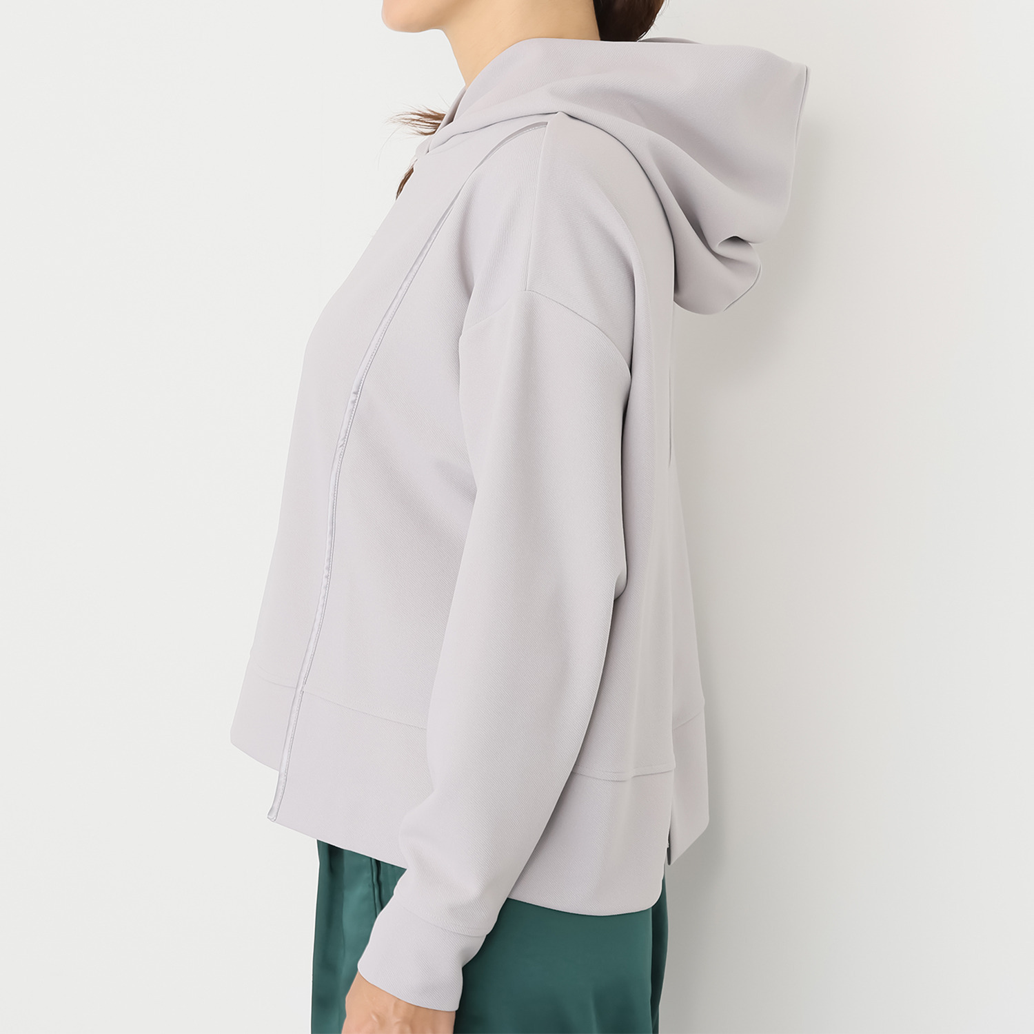 ゼラールスポーツ パイピングアクセント ツイルジャージー きれい見え フーディープルオーバー