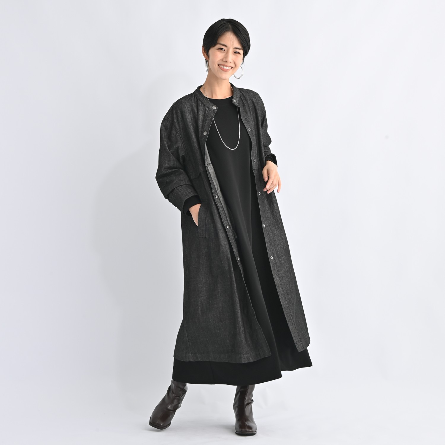 ゼラールスポーツ しなやかデニム使用！ ヨークデザイン スタンドネックコート