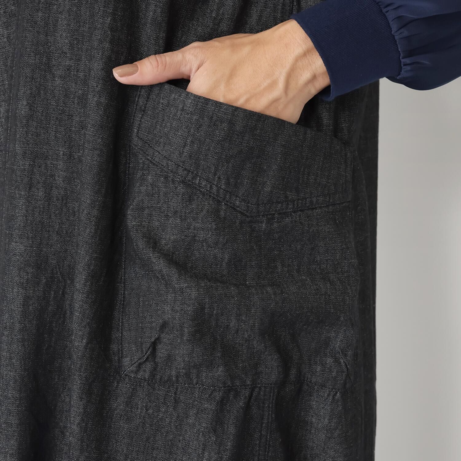 ゼラールスポーツ 軽やかデニム使用！ ギャザーデザイン ジャンスカワンピース