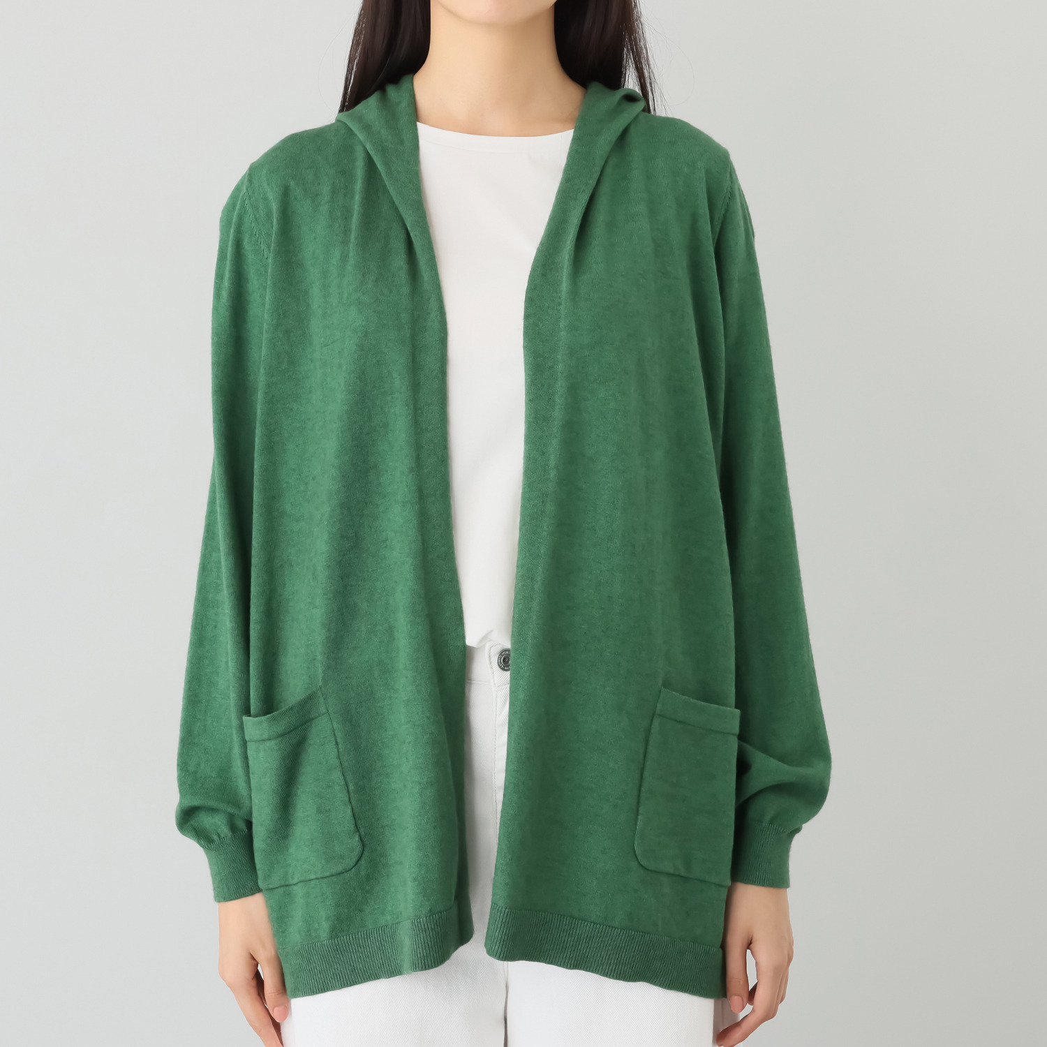 スピンブルー ギザコットンとヤクの 極上ブレンド！ ラグジュアリーニット フーディーコーディガン