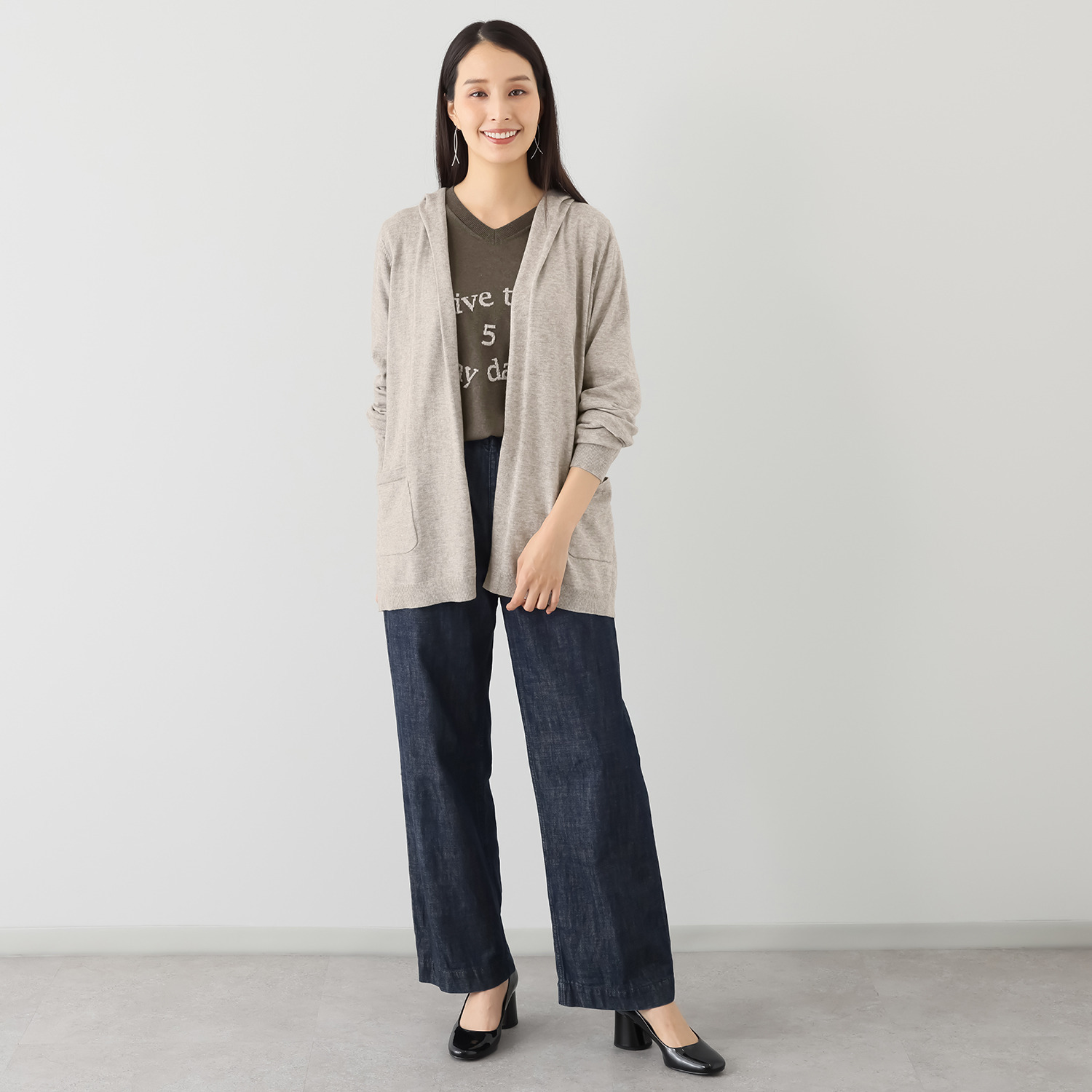 スピンブルー ギザコットンとヤクの 極上ブレンド！ ラグジュアリーニット フーディーコーディガン