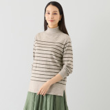 スピンブルー ギザコットンとヤクの 極上ブレンド！ ラグジュアリーニット ハイネックプルオーバー