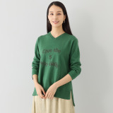 スピンブルー ギザコットンとヤクの 極上ブレンド！ ラグジュアリーニット レタードプルオーバー