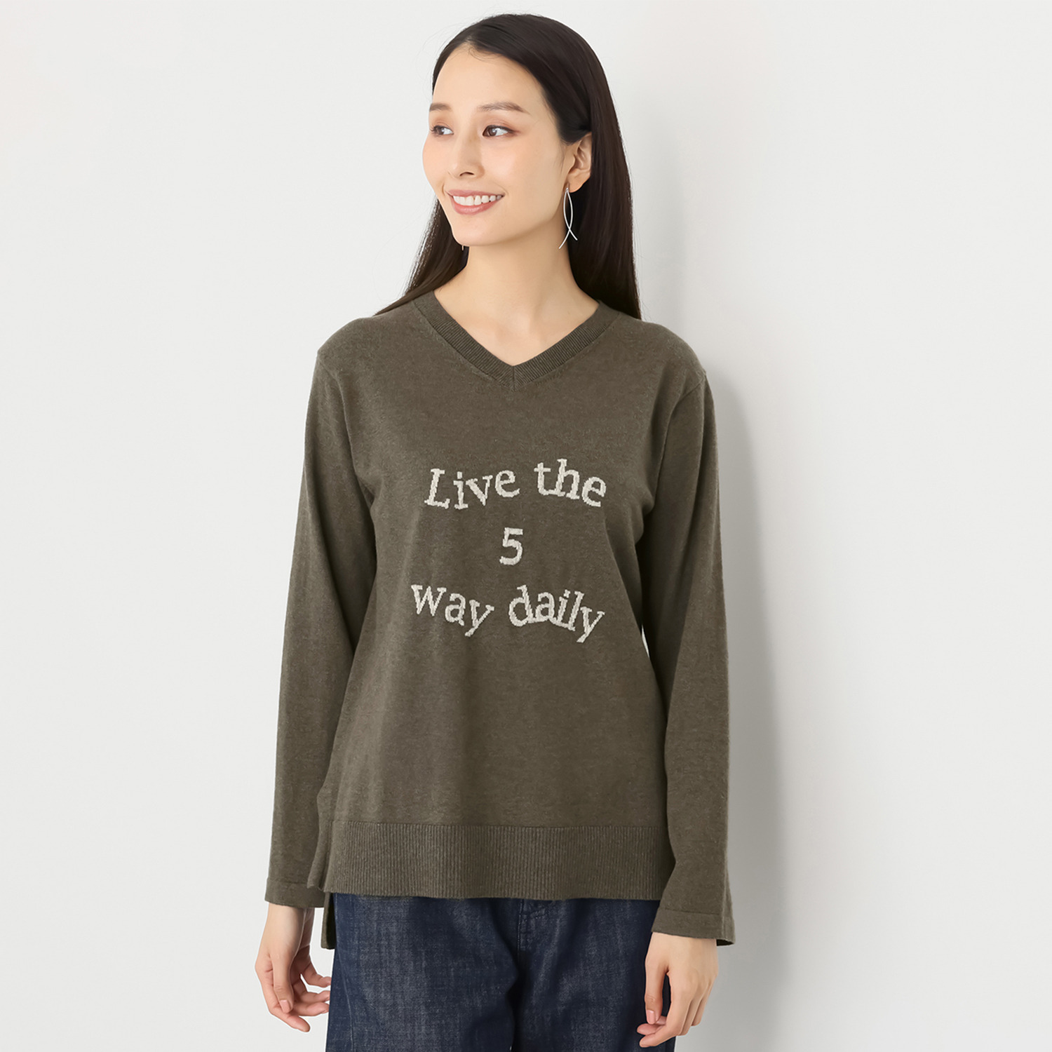 スピンブルー ギザコットンとヤクの 極上ブレンド！ ラグジュアリーニット レタードプルオーバー