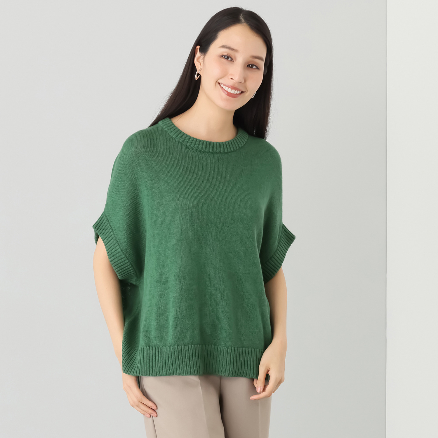 スピンブルー ギザコットンとヤクの 極上ブレンド！ ラグジュアリーニット ジレプルオーバー