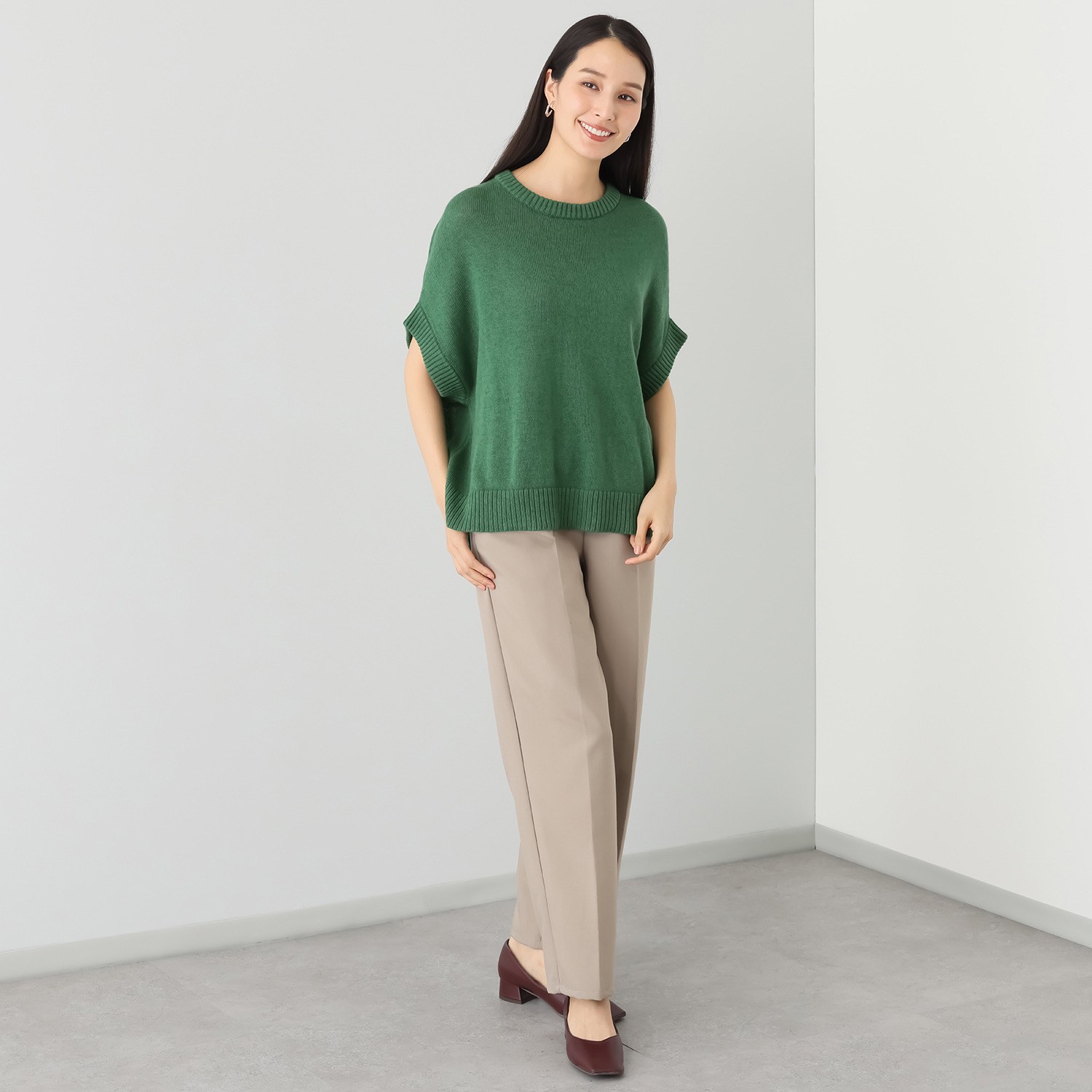 スピンブルー ギザコットンとヤクの 極上ブレンド！ ラグジュアリーニット ジレプルオーバー