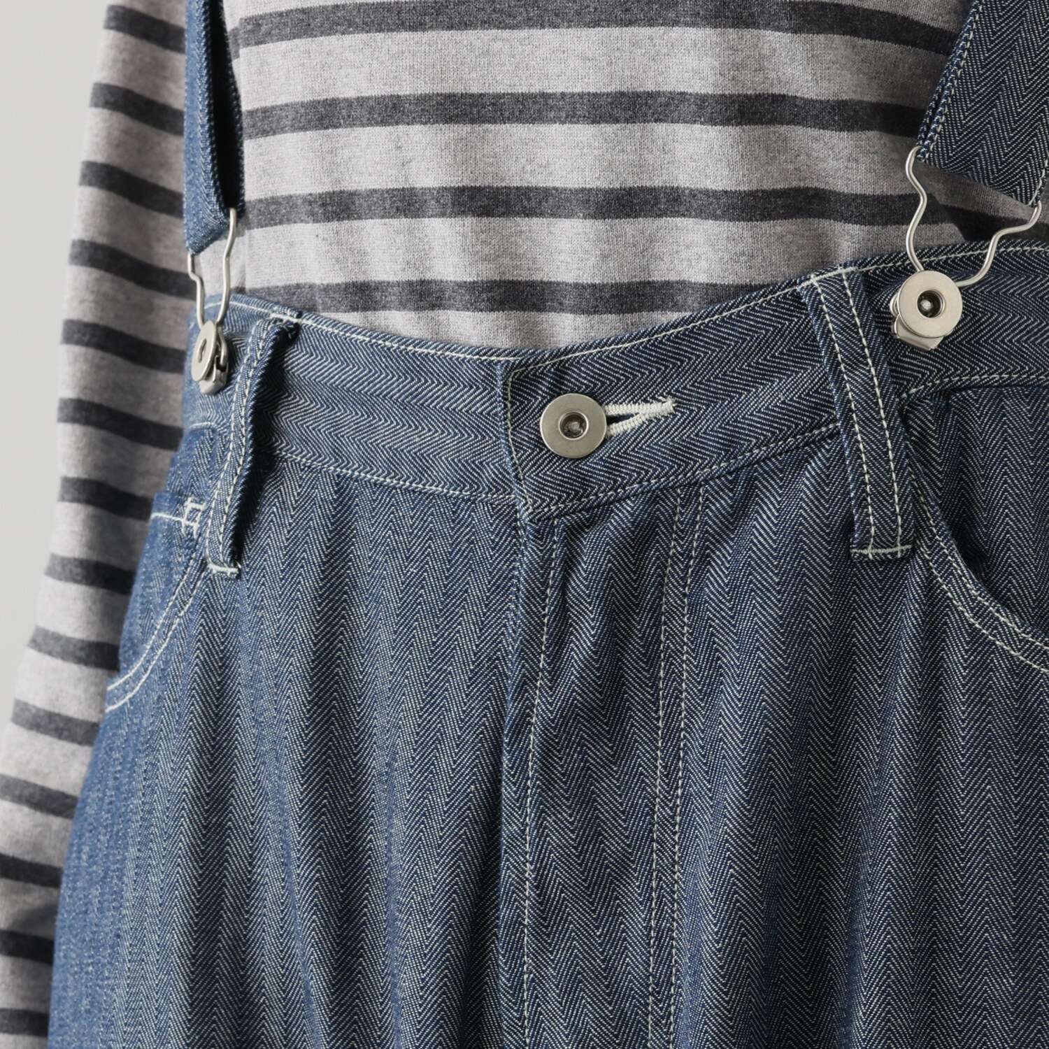紺屋イチガントウキョウ サスペンダー付 ヘリンボーンデニム パンツ