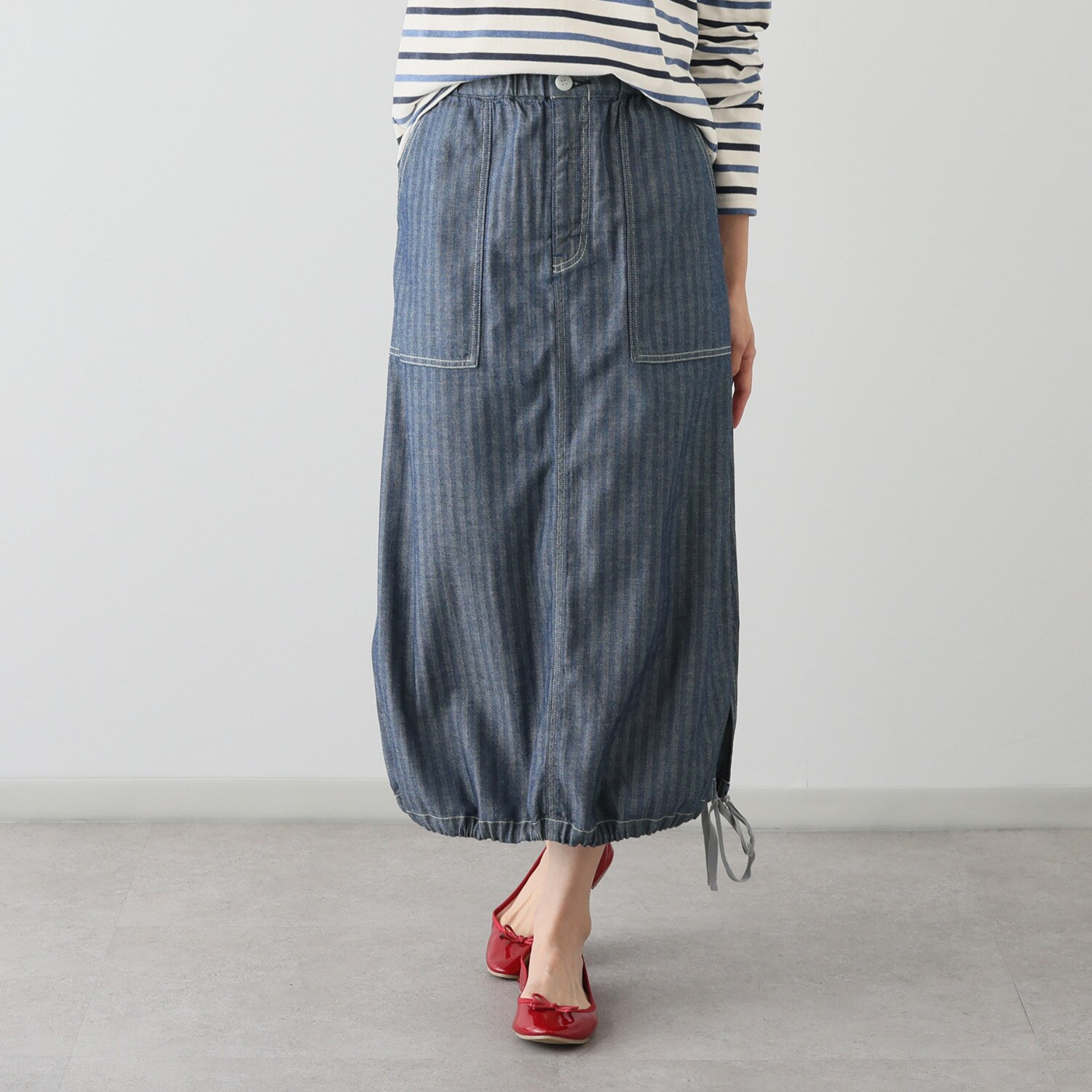 紺屋イチガントウキョウ ヘリンボーンデニム ワークスカート