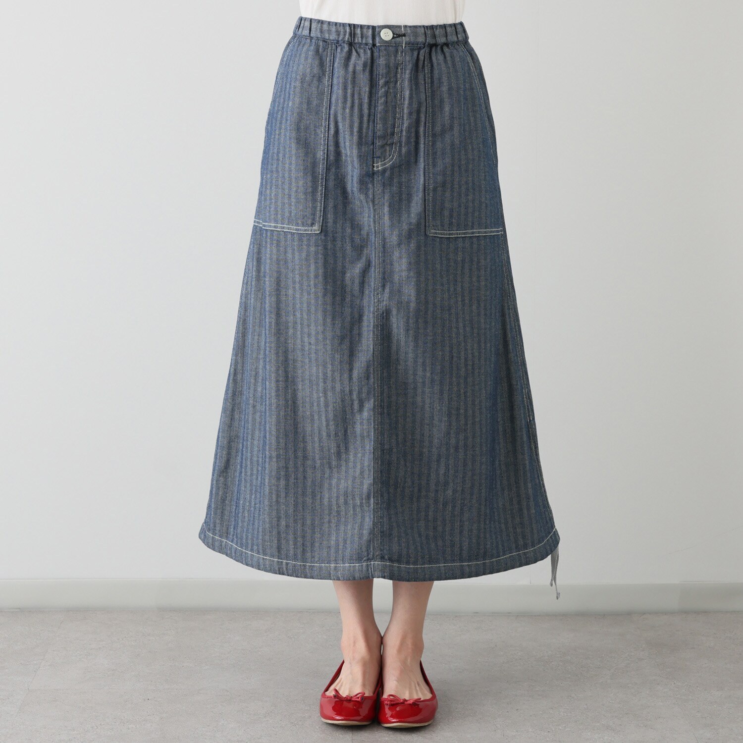 紺屋イチガントウキョウ ヘリンボーンデニム ワークスカート