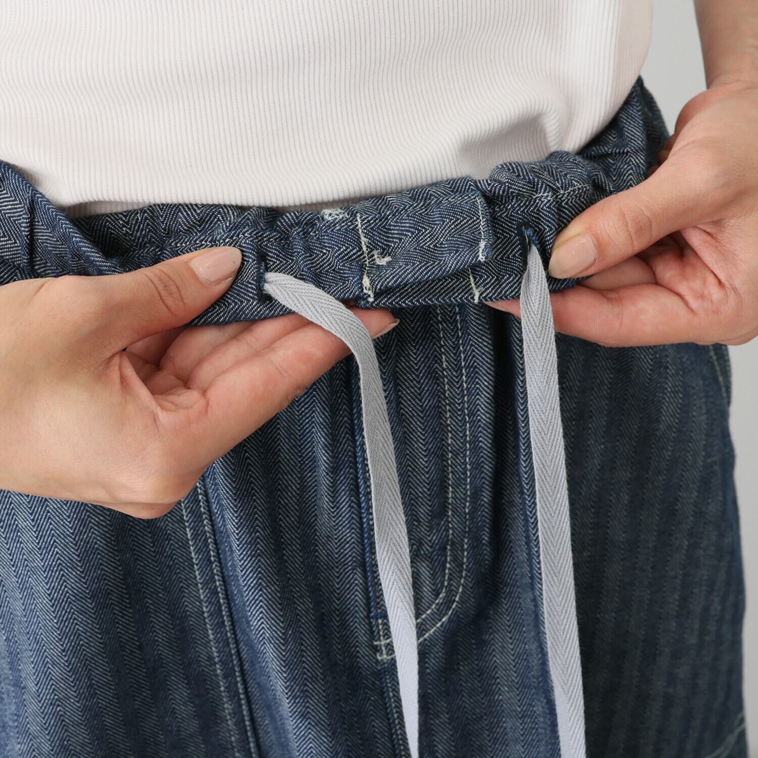 紺屋イチガントウキョウ ヘリンボーンデニム ワークスカート