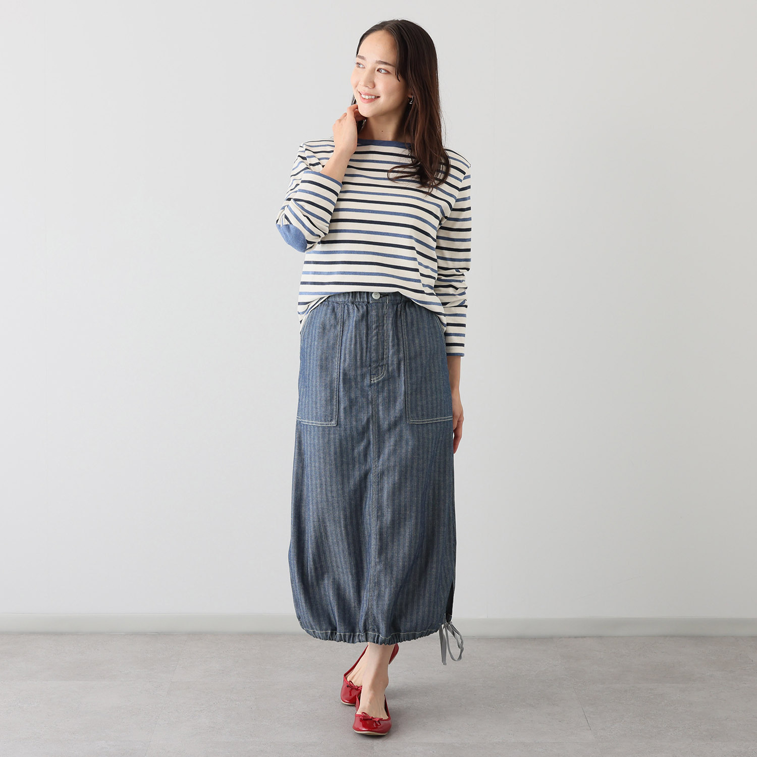 紺屋イチガントウキョウ ヘリンボーンデニム ワークスカート