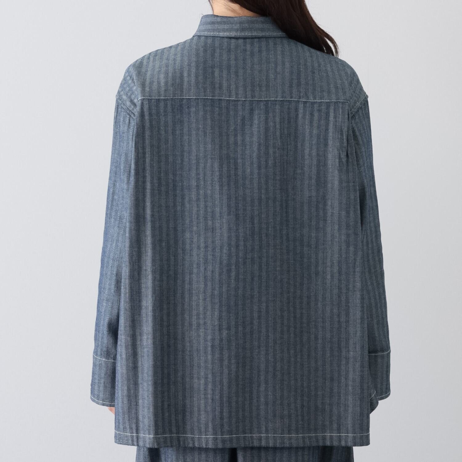 紺屋イチガントウキョウ ヘリンボーンデニム ビッグワークシャツ