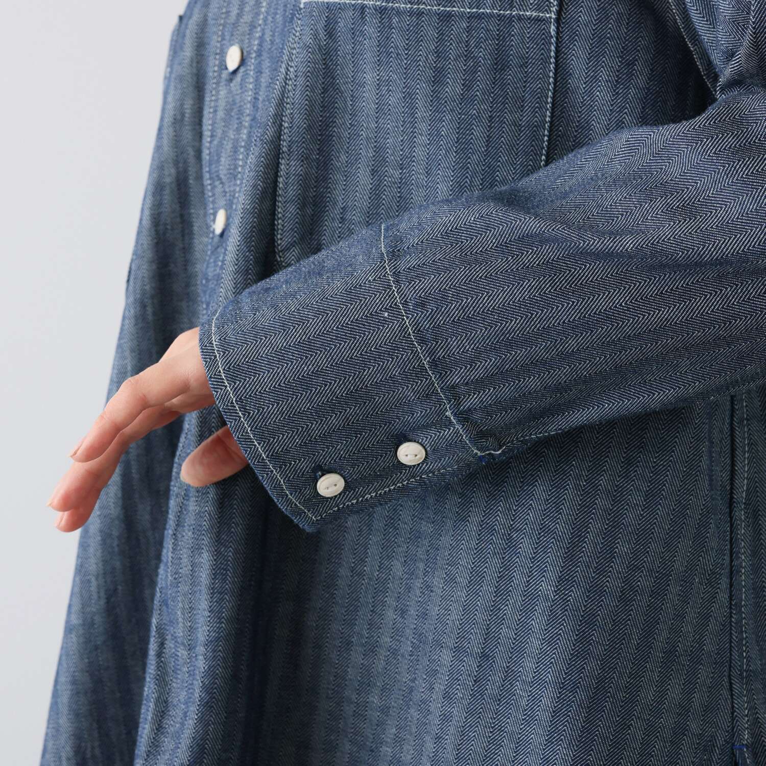 紺屋イチガントウキョウ ヘリンボーンデニム ビッグワークシャツ