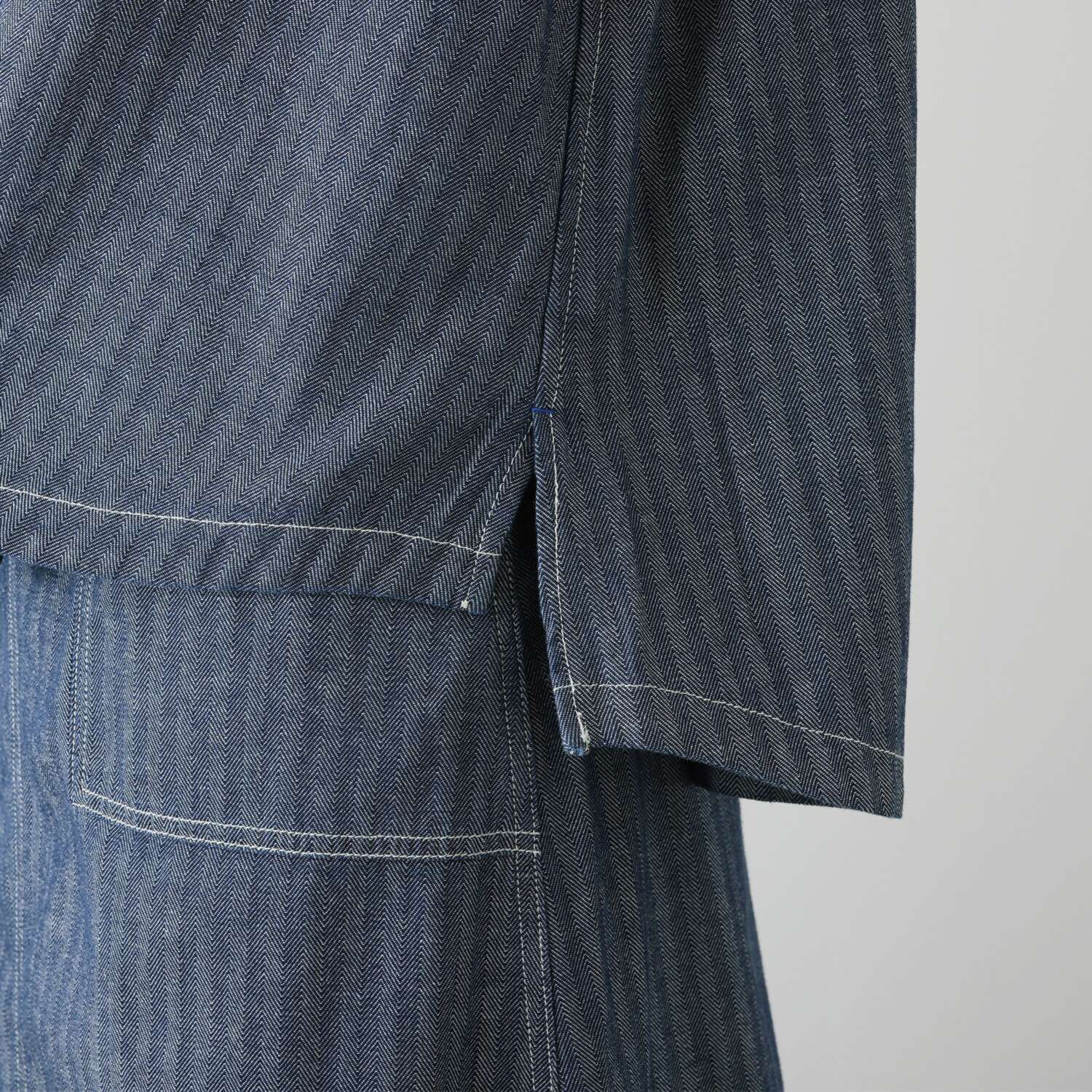 紺屋イチガントウキョウ ヘリンボーンデニム ビッグワークシャツ