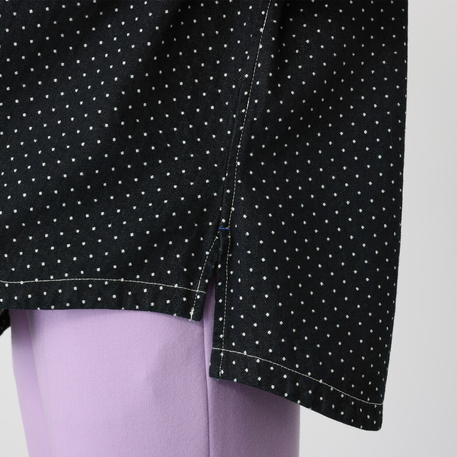 紺屋イチガントウキョウ ドット柄デニム ビッグワークシャツ