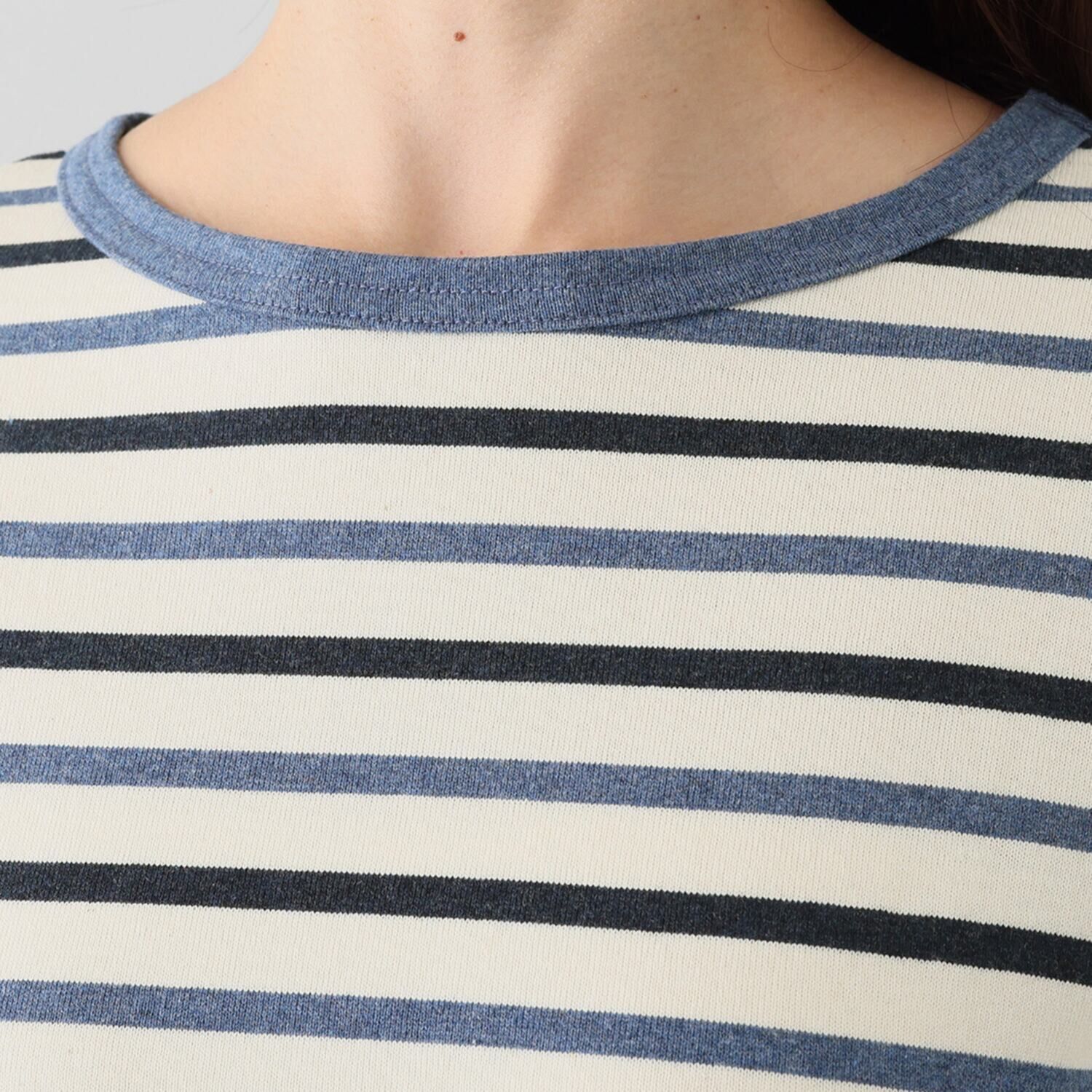 紺屋イチガントウキョウ ボーダー エルボーパッチアクセント プルオーバー