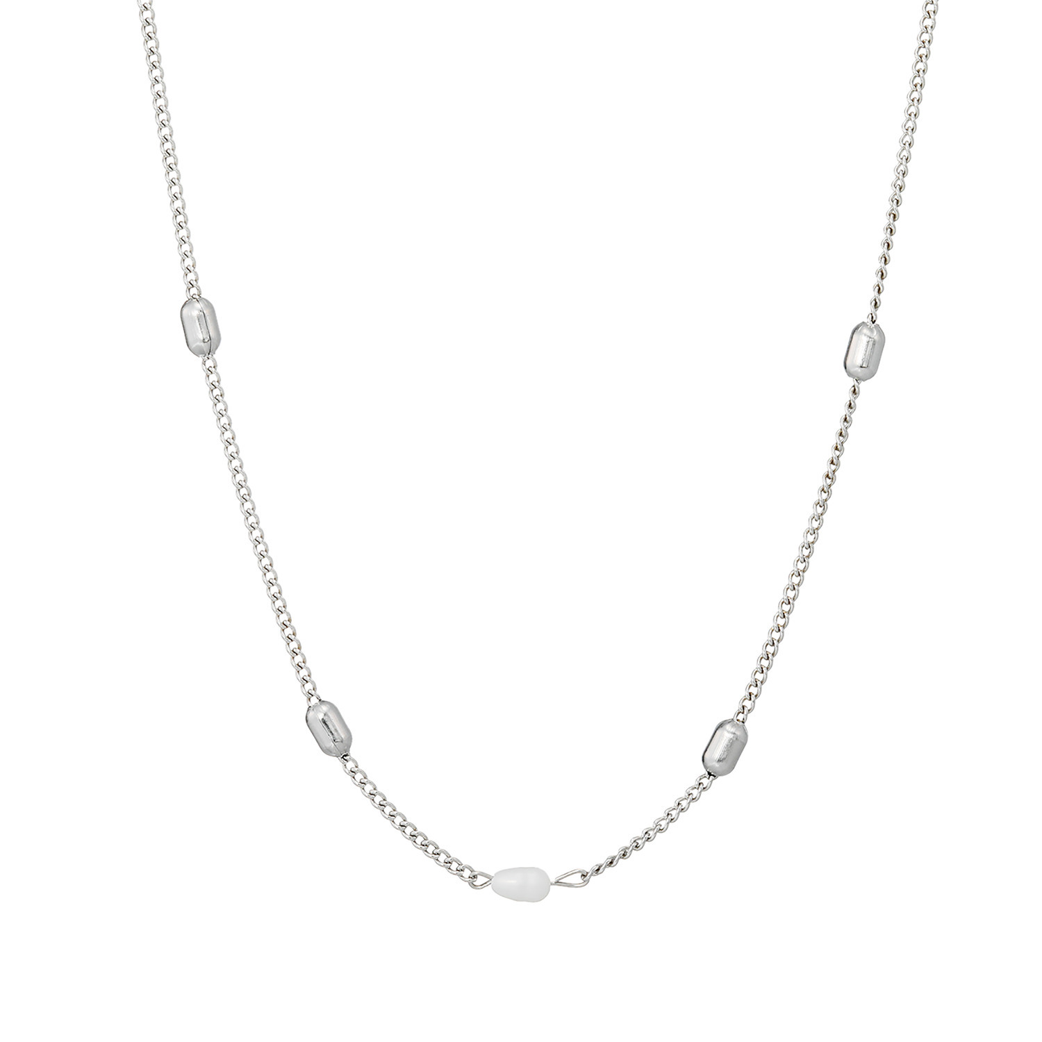 カリーナ・ペルラ ステンレスパーツ＆ ベビー淡水パール ステーションネックレス