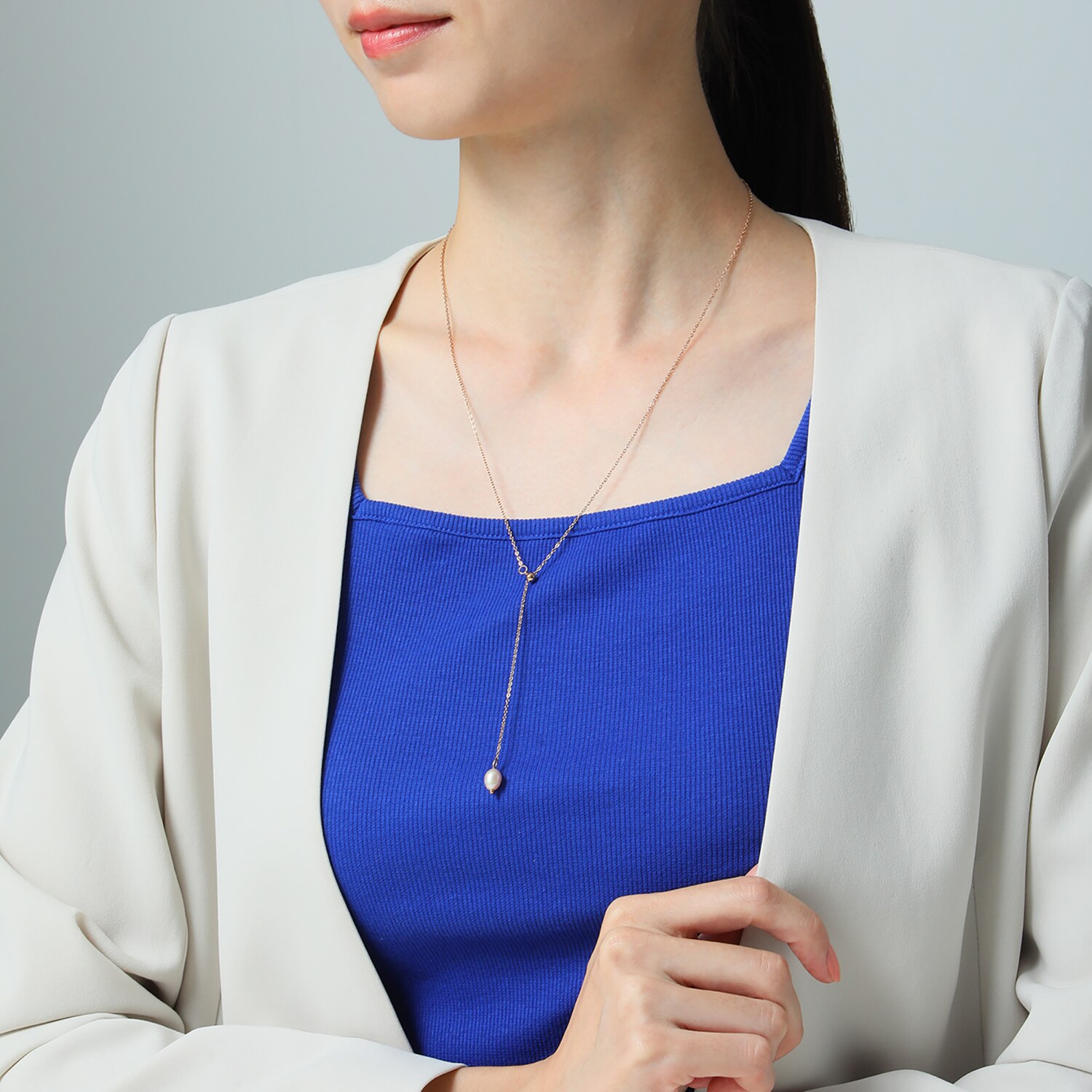 カリーナ・ペルラ ステンレス 淡水パール スライドネックレス