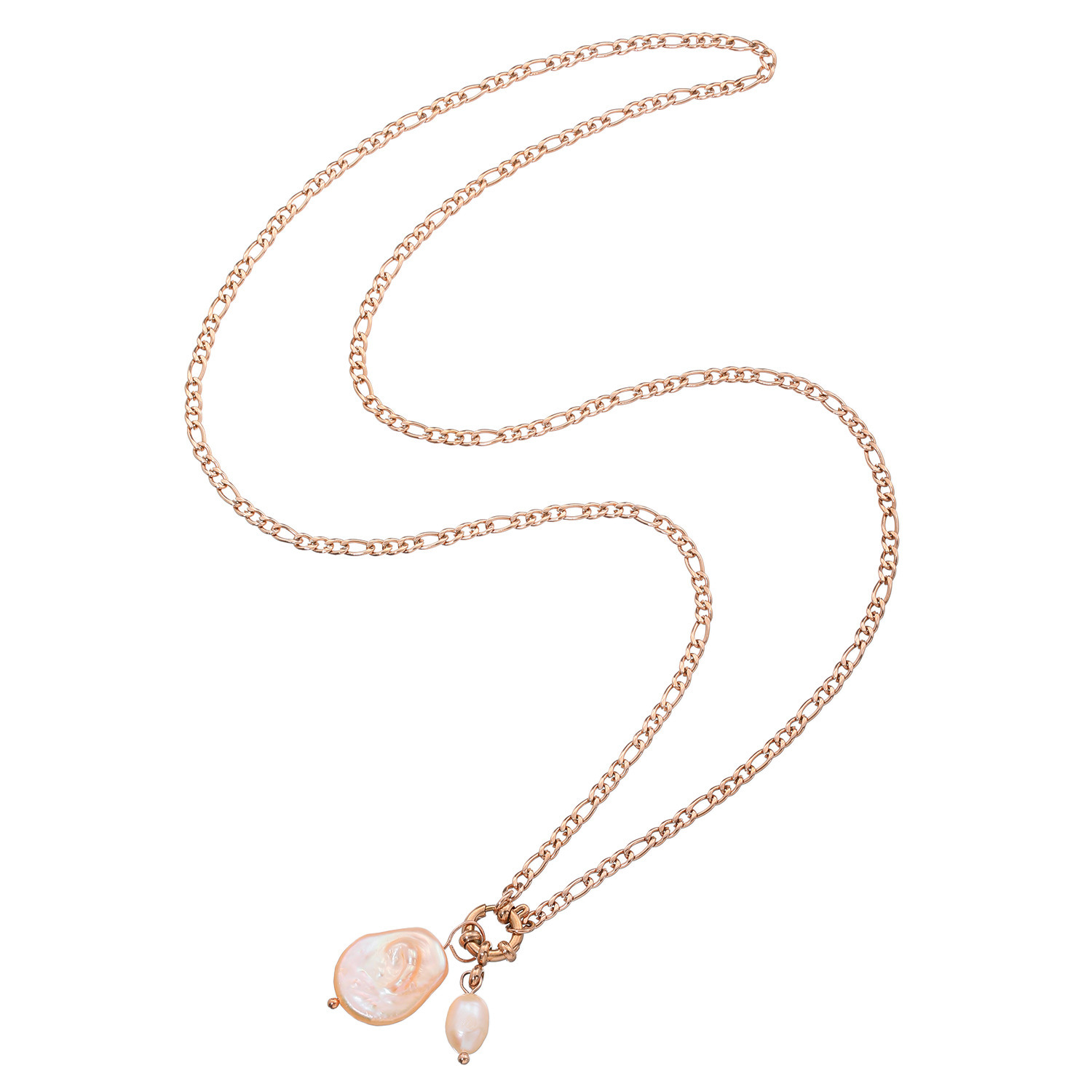 カリーナ・ペルラ ステンレス 淡水バロックパール マリンクラスプ アレンジロングペンダント