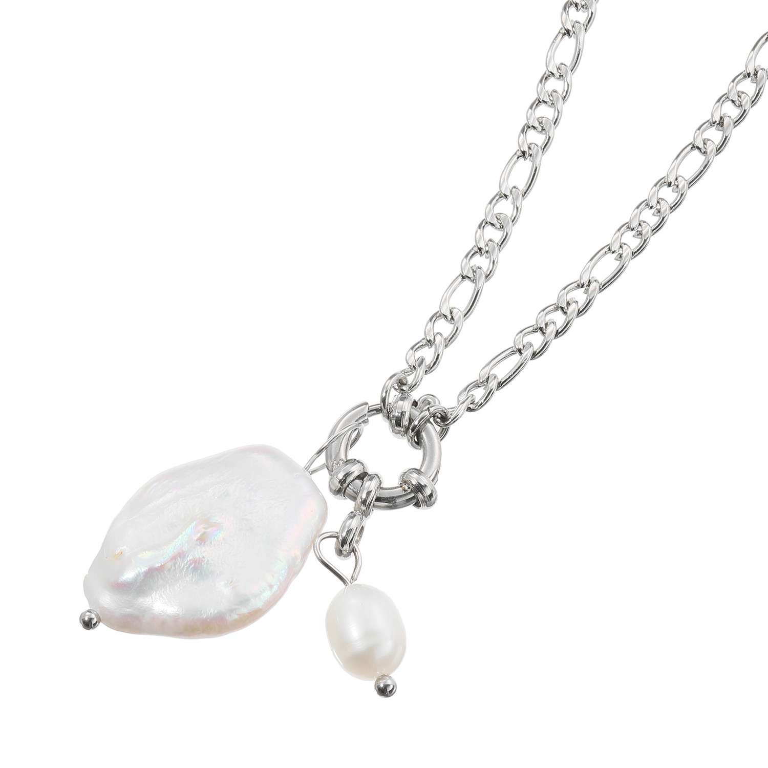 カリーナ・ペルラ ステンレス 淡水バロックパール マリンクラスプ アレンジロングペンダント